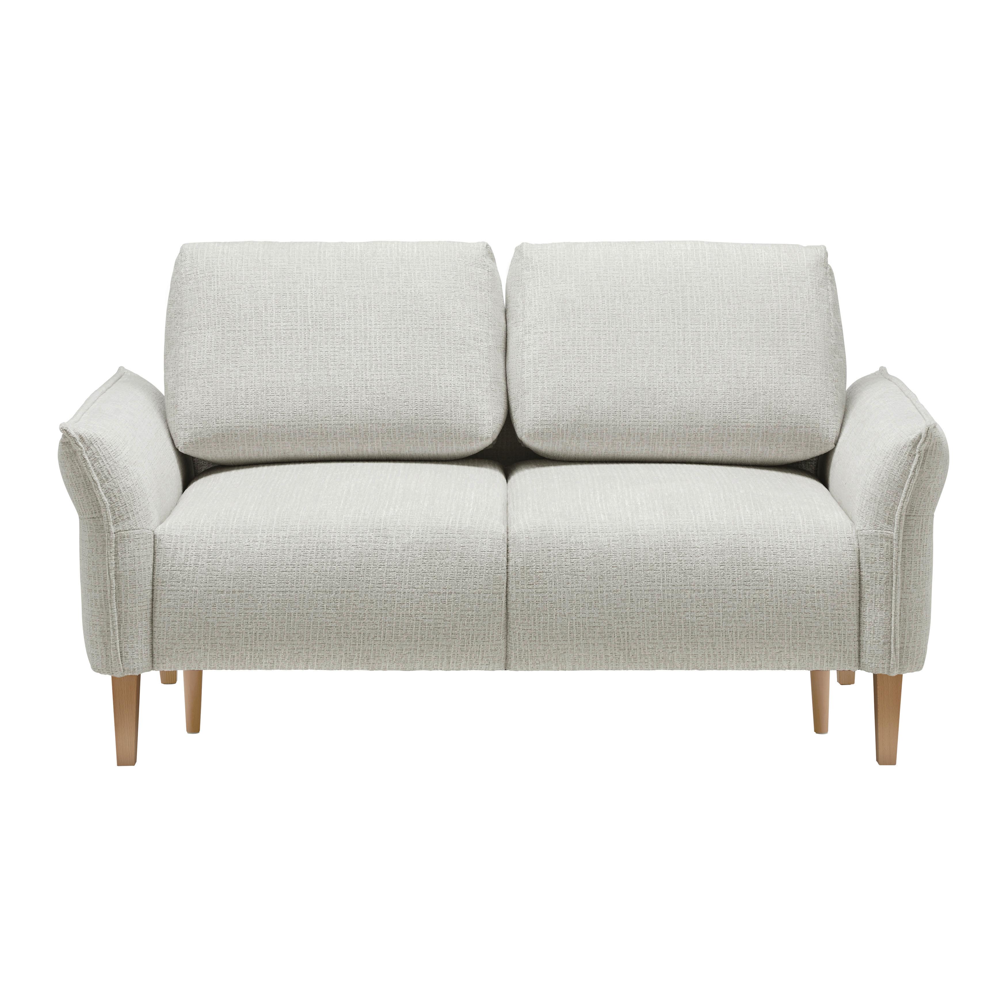Dvoumístná pohovka CUSTOM, krémová - barvy dubu/krémová, Moderní, dřevo/textil (150/85/92cm) - Mömax