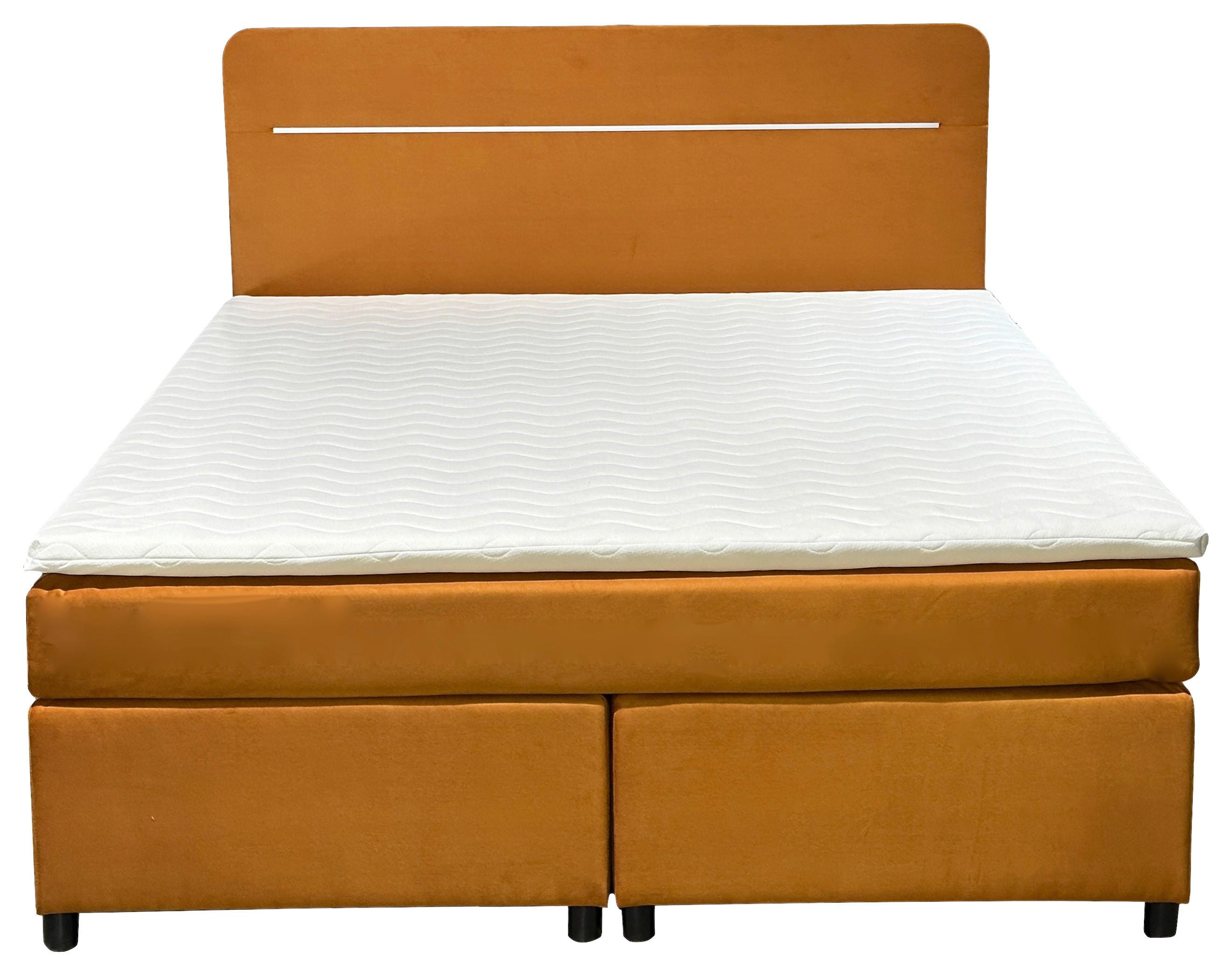 Boxbett Mit Topper 160x200 Stream Manila - Schwarz/Honig, Basics, Textil (160/200cm) - Livetastic