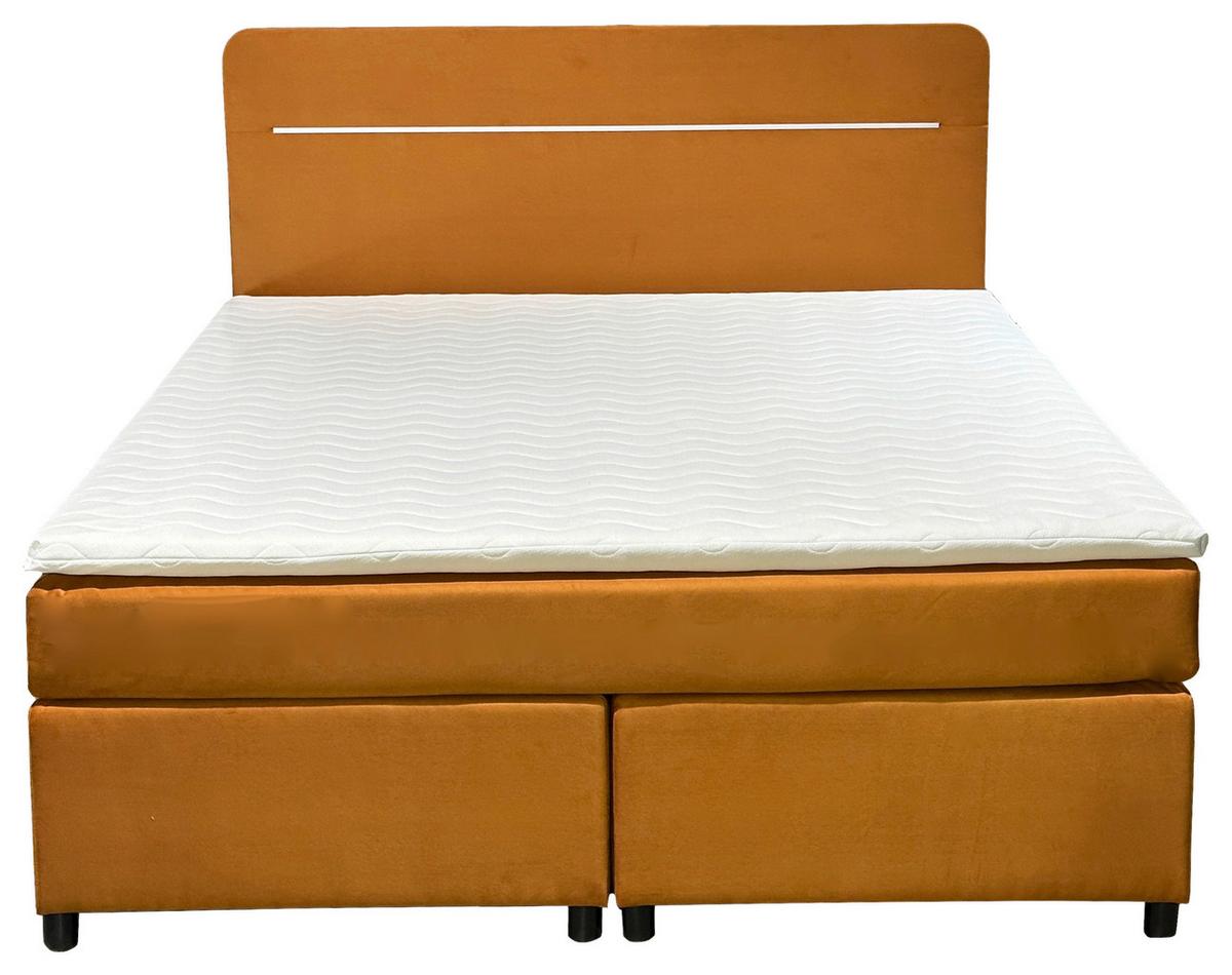 Boxbett Mit Topper 160x200 Stream Manila - Schwarz/Honig, Basics, Textil (160/200cm) - Livetastic