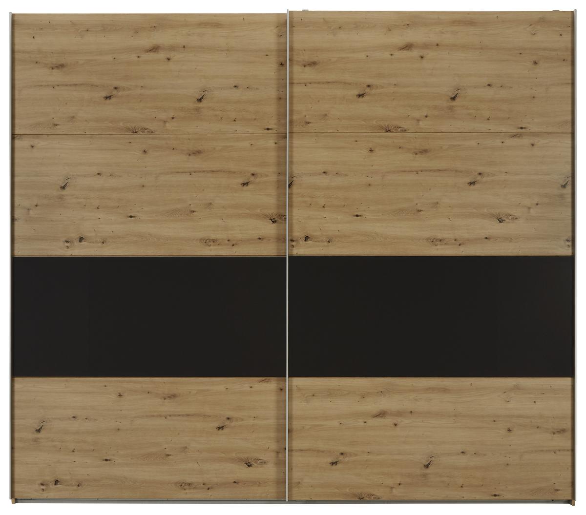 Skříň S Posuvnými Dveřmi Bramfeld,dub Artisan/sklo Šedé - šedá/barvy dubu, Konvenční, kov/kompozitní dřevo (270/236/65cm)
