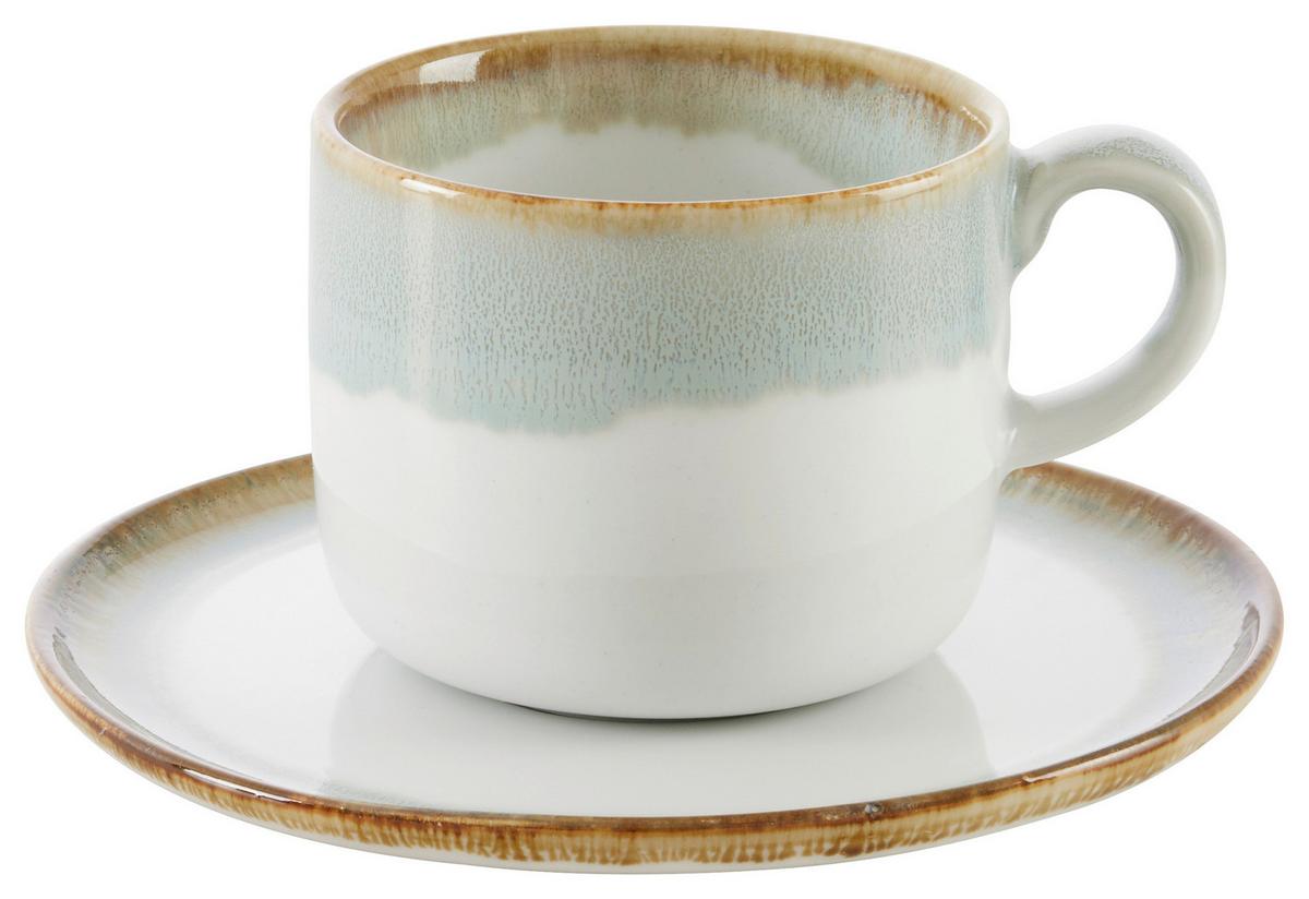 Šálek a podšálek na kávu SATURN - zelená, Moderní, keramika - Mömax