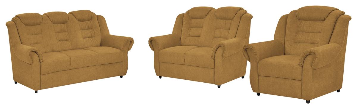 Sitzgarnitur 3-tlg. Boston Gelb Chenille - Gelb/Schwarz, KONVENTIONELL, Textil - Livetastic