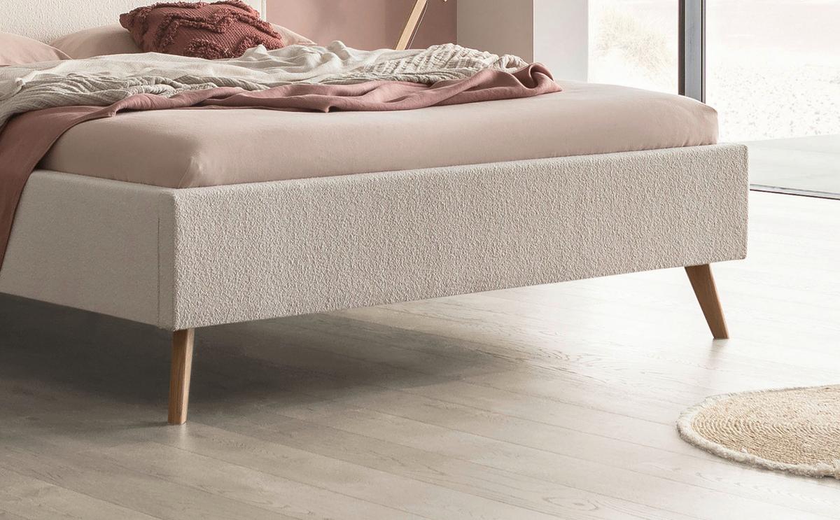 Polsterbett Selena Bouclé Weiß, 140x200 - Eichefarben/Weiß, Design, Textil (140/200cm) - Hasena