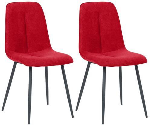 Esszimmerstuhl Lago Rot Echtholz Beine 2er-Set - Rot/Schwarz, MODERN, Holz/Textil (47/87/58cm) - P & B