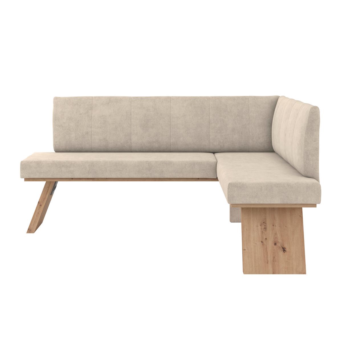 Eckbank Emma Ii Webstoff Beige, B: 185 Cm - Eichefarben/Beige, KONVENTIONELL, Holzwerkstoff/Textil (185/150cm)