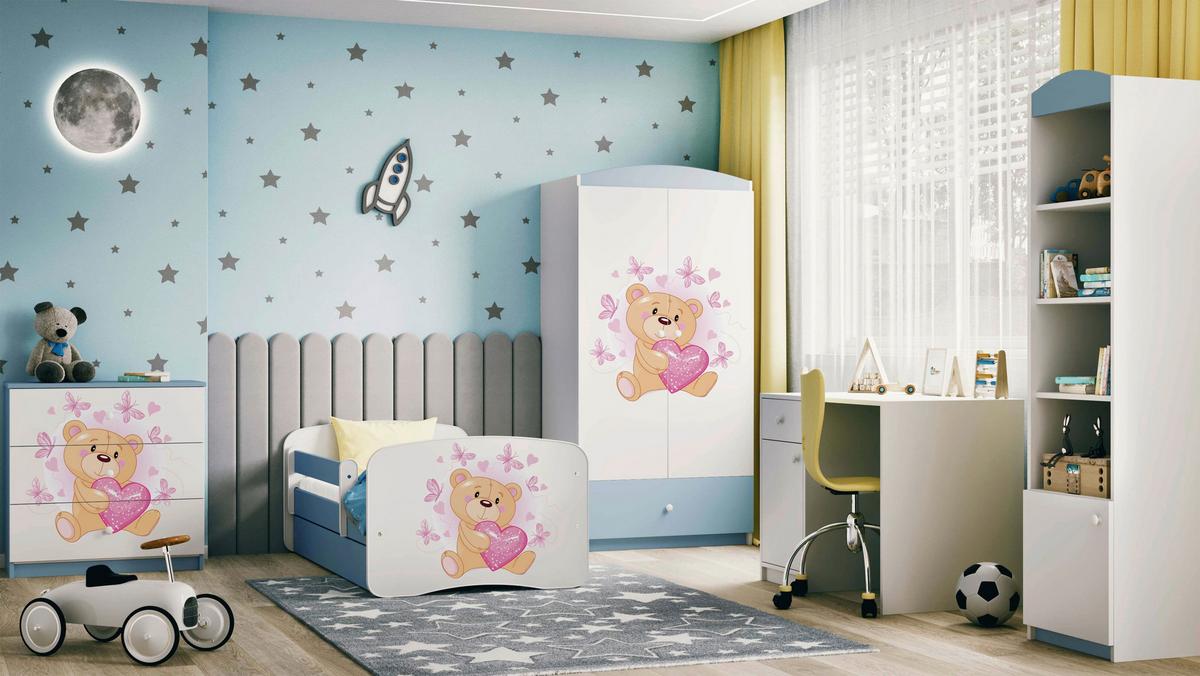 Kinder-/Juniorbett Babydreams inkl. Matratze 80x160 - Blau/Birkefarben, MODERN, Holz/Holzwerkstoff (80/160cm) - MID.YOU