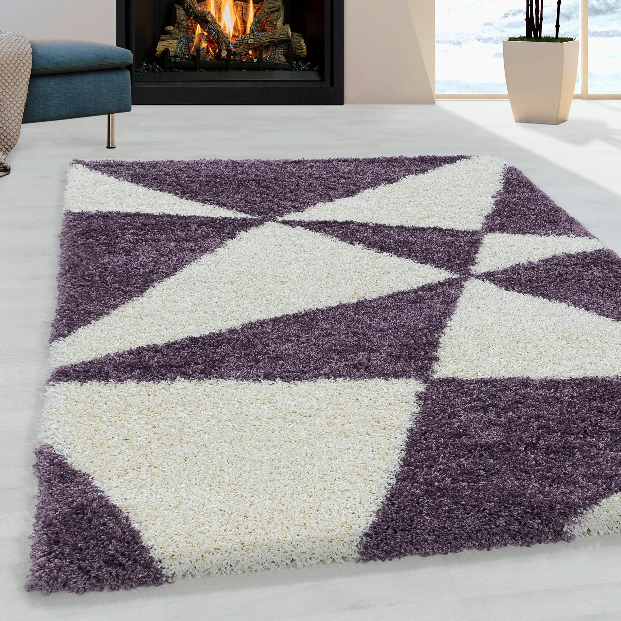 Hochflor Teppich Lila Naturfaser Tango 140x200 cm - Lila, Design, Textil (140/200cm)