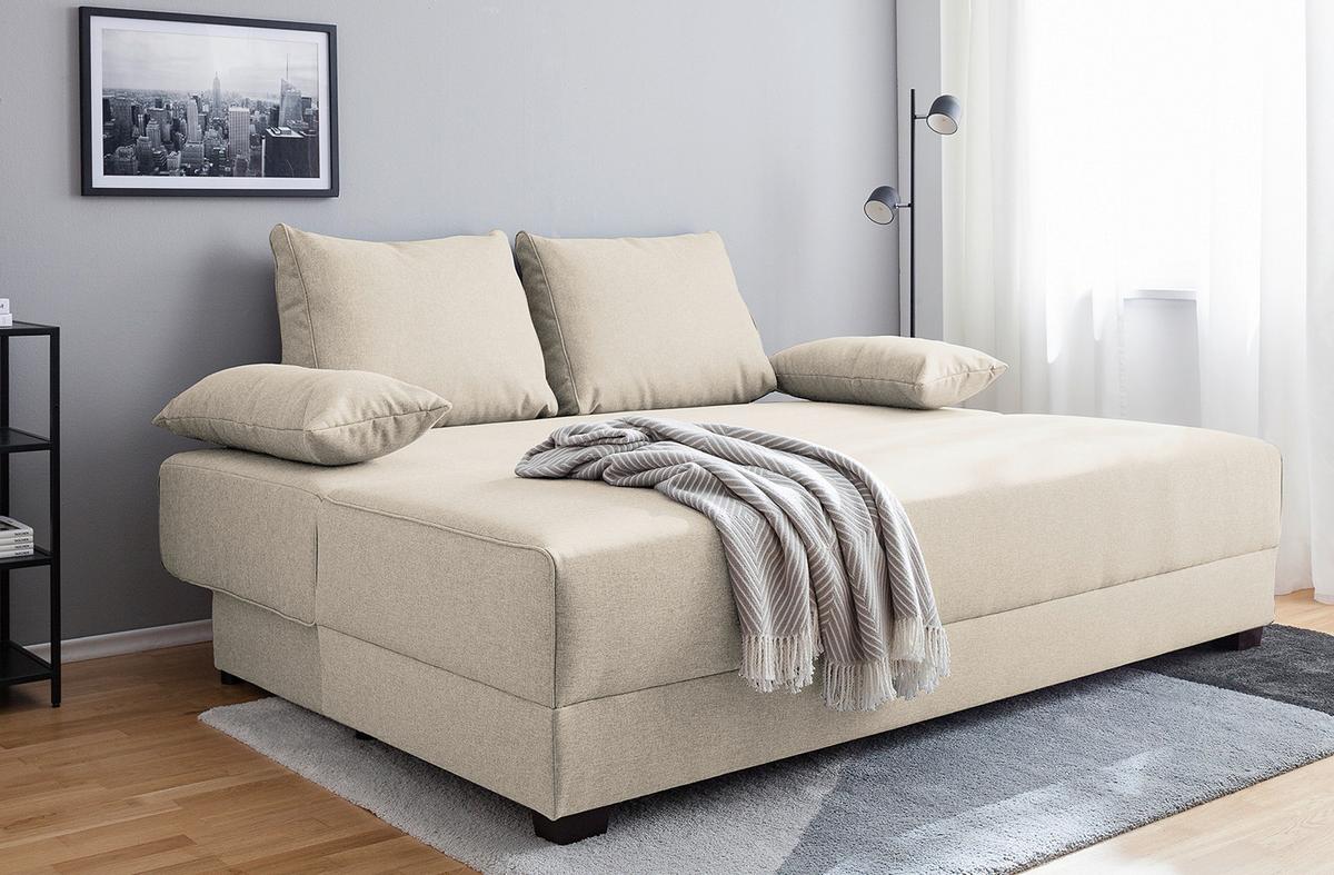 Schlafsofa Dingo, Creme B: 202 cm - Dunkelbraun/Creme, Design, Textil (202/85/110cm) - MID.YOU