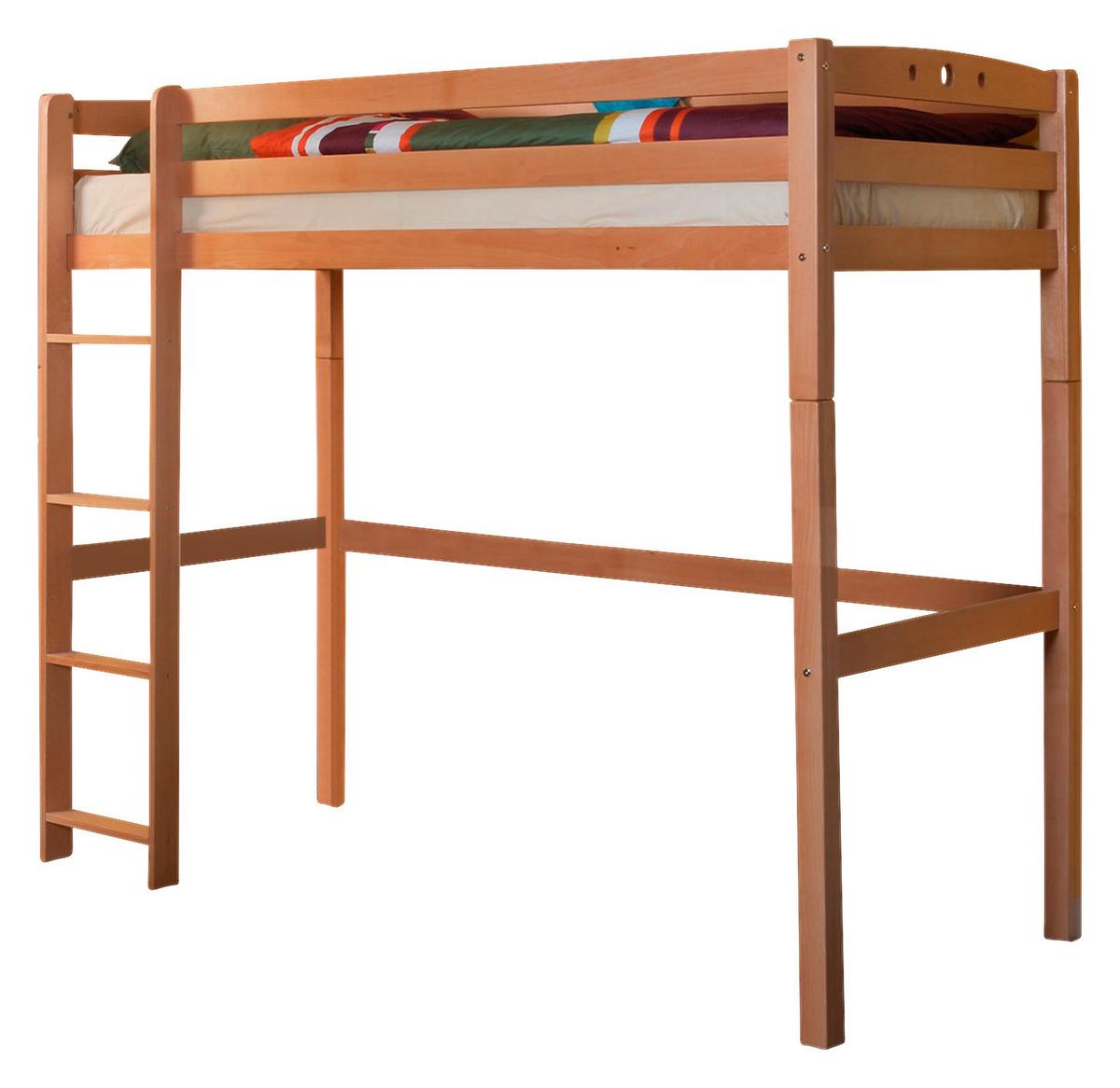 Vysoká postel TOLLY R přirodní - barvy buku, Basics, dřevo (90/200cm) - MID.YOU