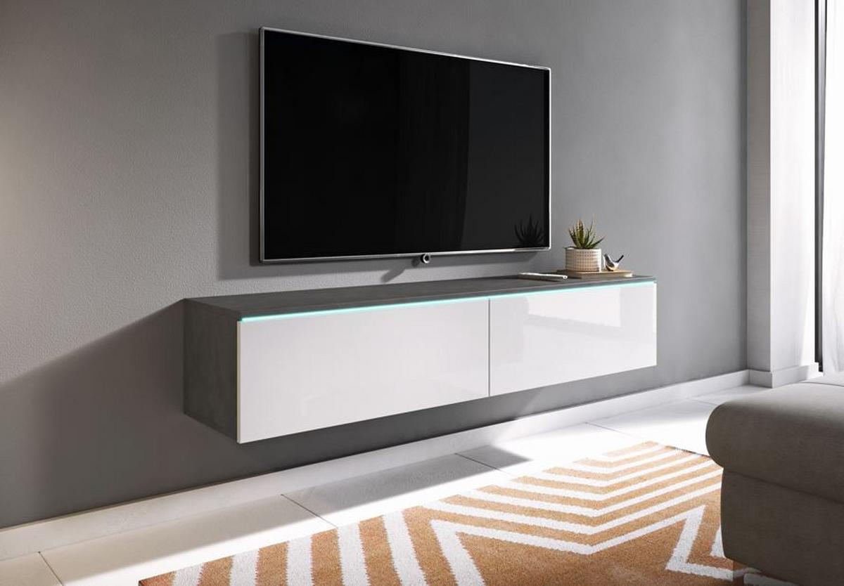 Nízka komoda s LED antracit/biela VL - sivá/biela s vysokým leskom, Lifestyle, kompozitné drevo/plast (140/30/33cm) - P & B