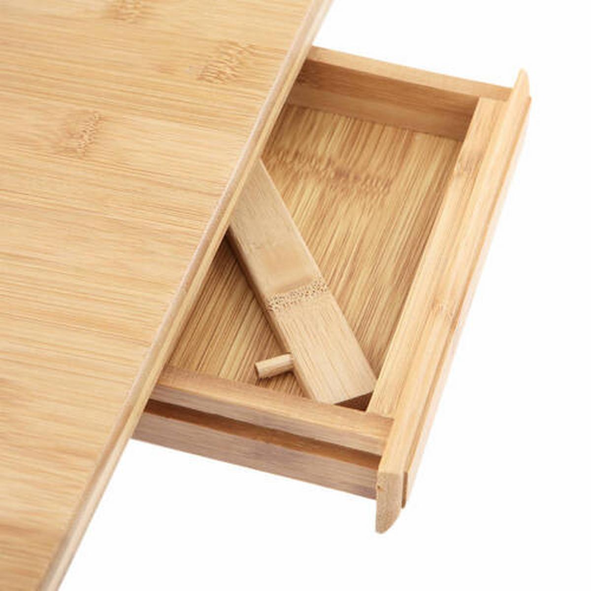 Laptoptisch Bambus mit Lade B: 35 cm, H: 21-29 cm - Hellbraun/Naturfarben, Basics, Holz (80-89/35/21-29cm) - Boxxx