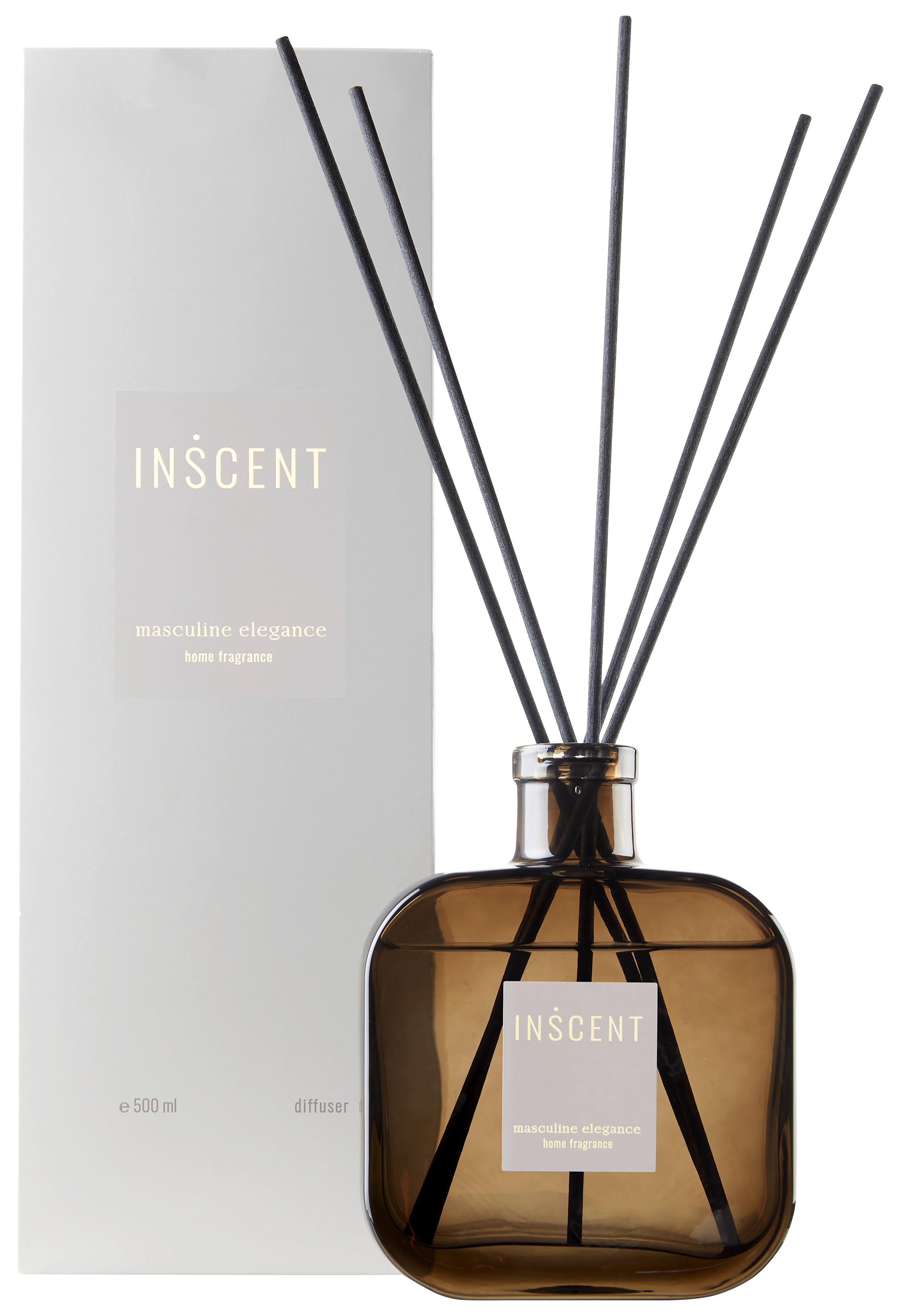 Pokojová vůně Masculine Elegance, 500ml - šedá/čiré, Design, sklo (500ml) - Inscent