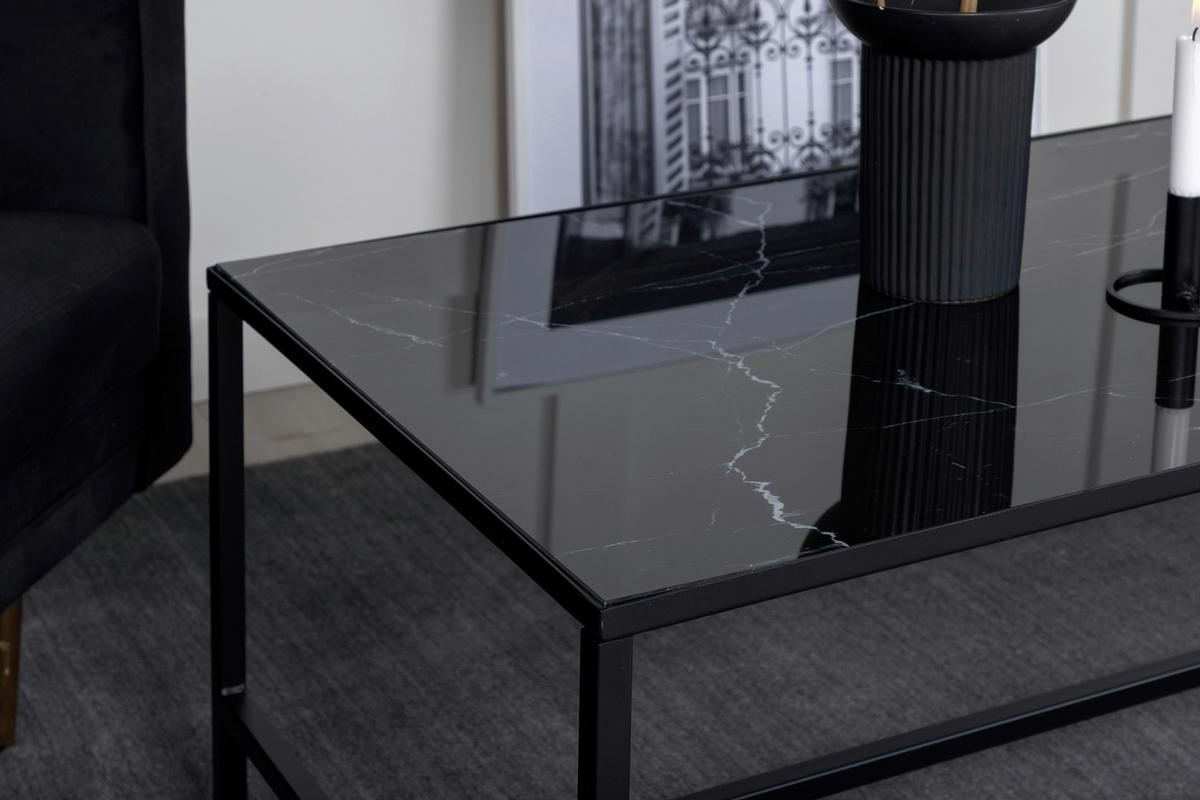 Couchtisch Dipp - Messingfarben/Schwarz, Design, Glas/Metall (130/60/48cm) - Livetastic