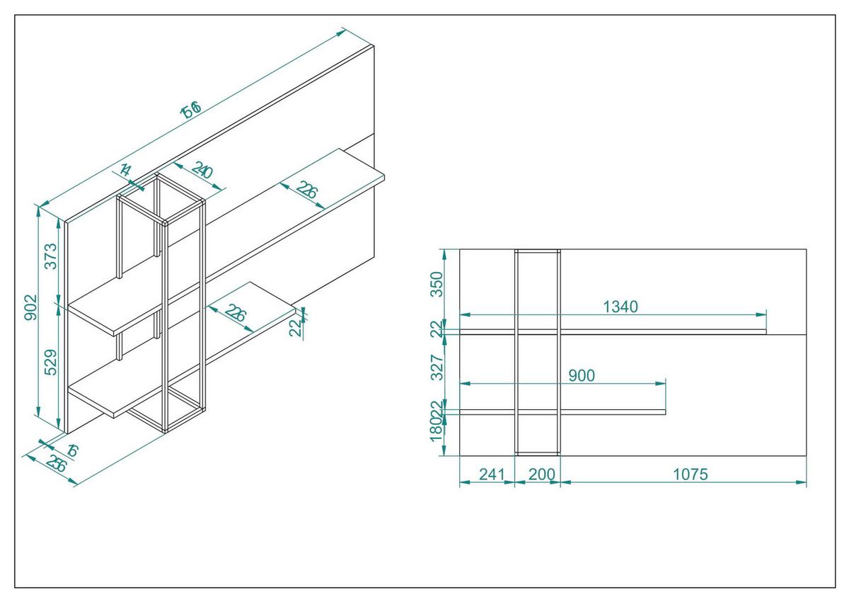 Wandregal Largo Anthrazit/Eichefarben B: 152cm - Eichefarben/Anthrazit, Design, Holzwerkstoff (152/90/26cm) - MID.YOU