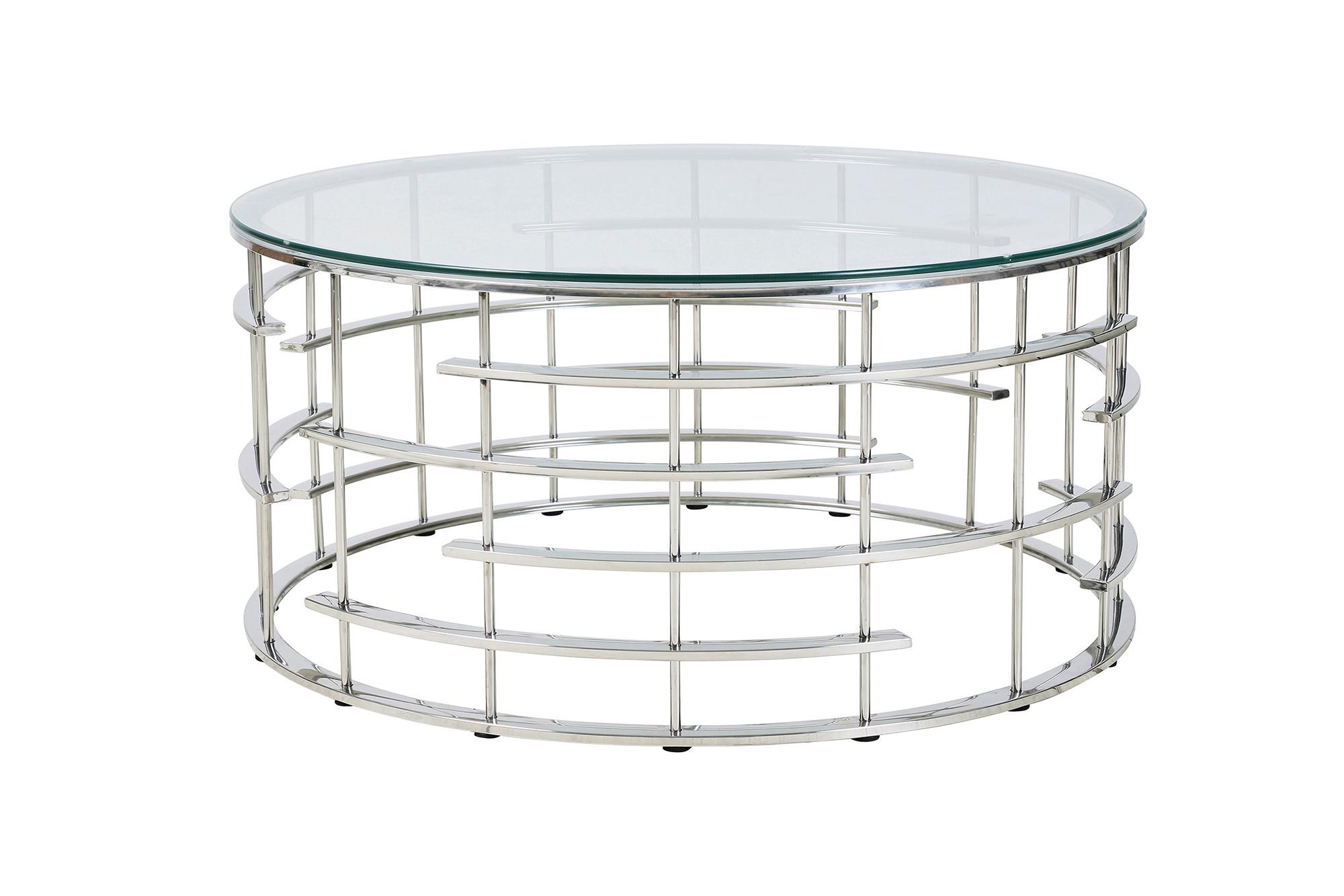 COUCHTISCH Silberfarben L: 90 cm - Silberfarben, Design, Glas/Metall (90/90/42cm) - Livetastic