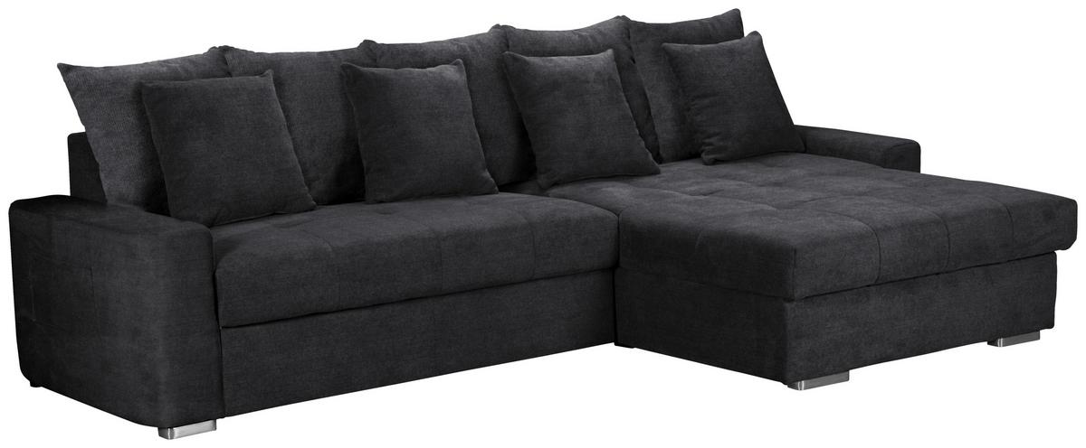 Ecksofa mit Schlaffunktion Salvador + Bettkasten Schwarz - Wengefarben/Silberfarben, MODERN, Holz/Textil (293/164cm) - MID.YOU