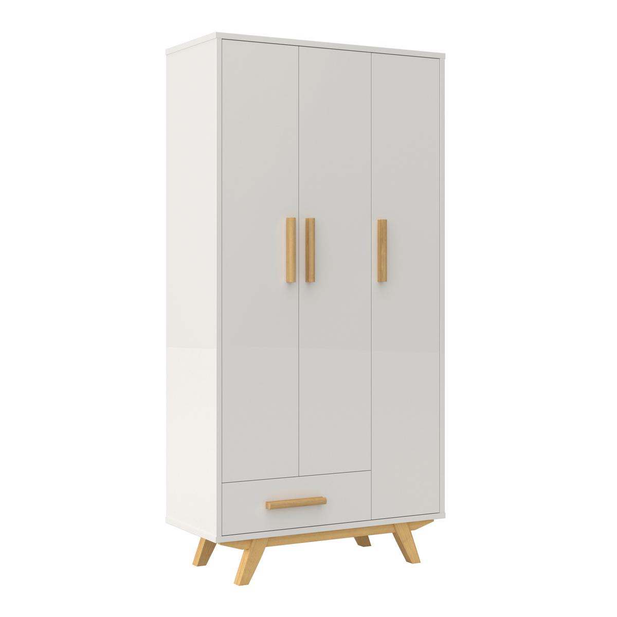 Skriňa MILAN biela/prírodná - biela/écru, Modern, drevo/kompozitné drevo (90/180/40cm) - Bessagi Home