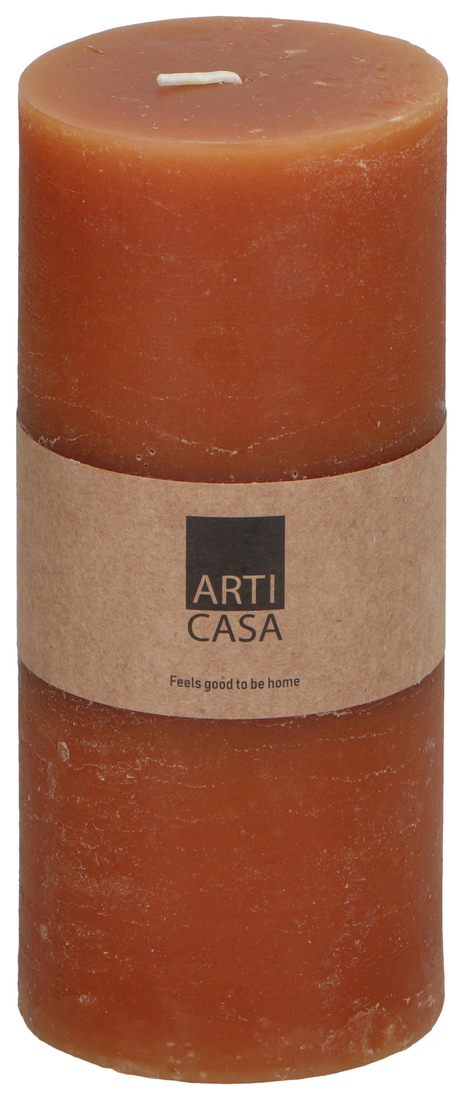 Rustikkerze gelb 7x16 cm - Gelb, Basics, Naturmaterialien (7/16cm)