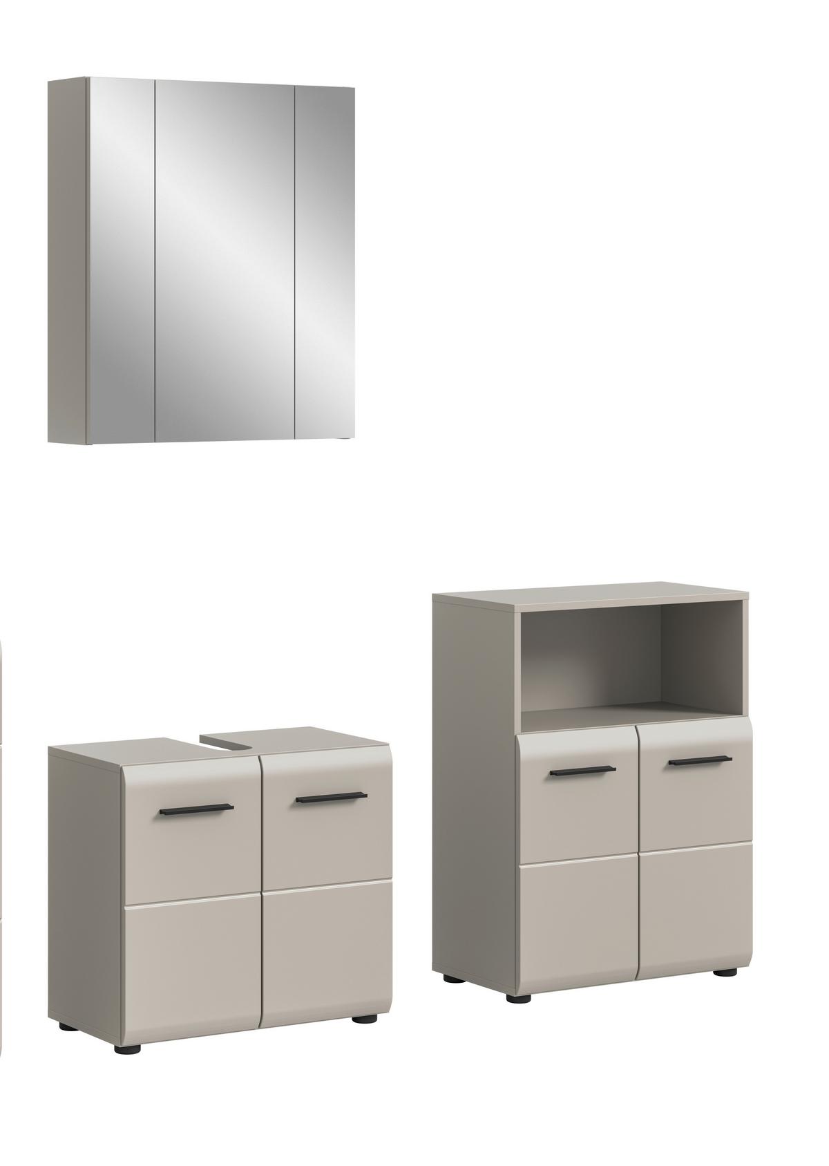 Badezimmer Ice Kaschmir B: 120cm - Kaschmir/Schwarz, Trend, Glas/Holzwerkstoff (120cm) - MID.YOU