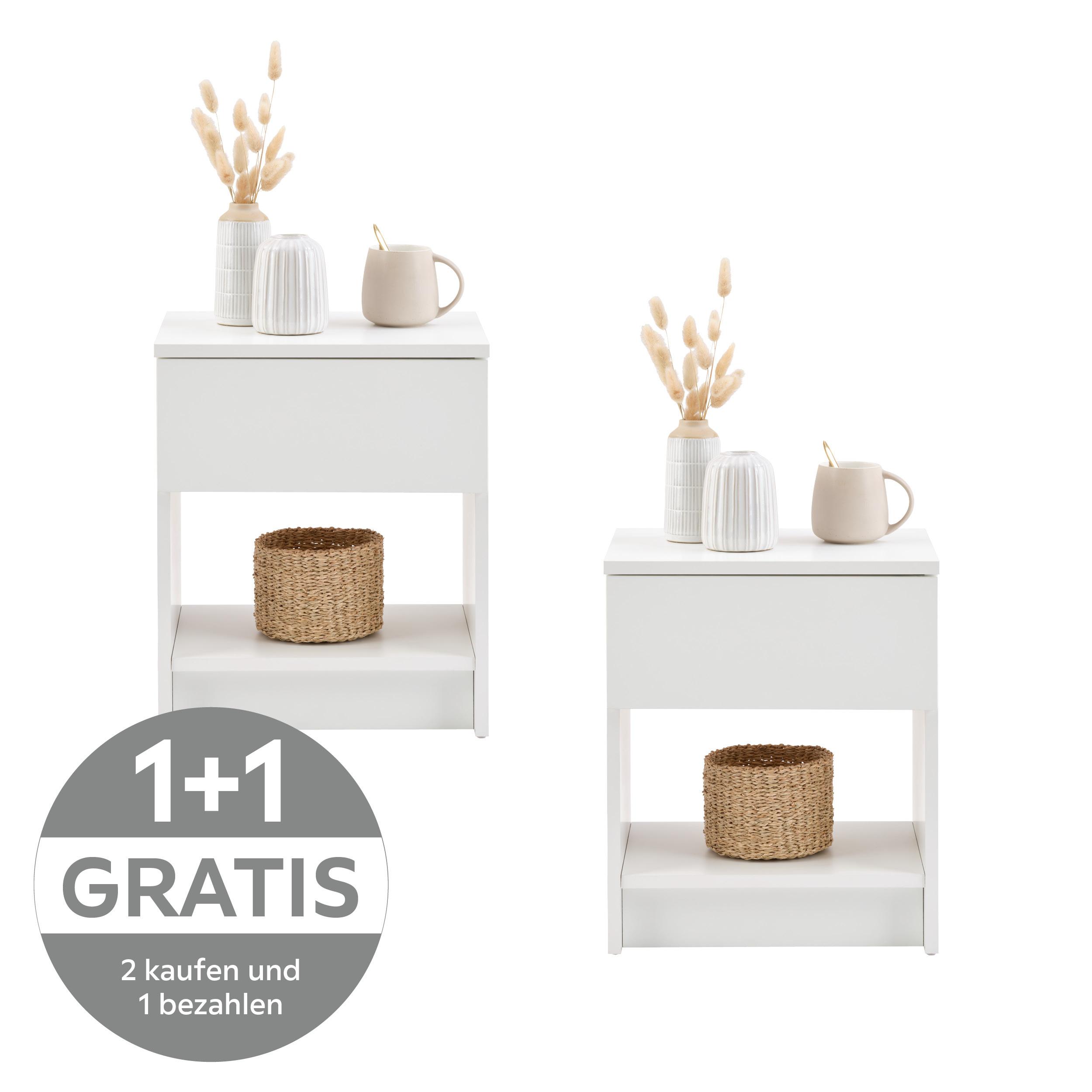 Nachtkästchen Weiß H: 40 Ribe - Weiß, Basics, Holzwerkstoff (40/48/30cm) - P & B