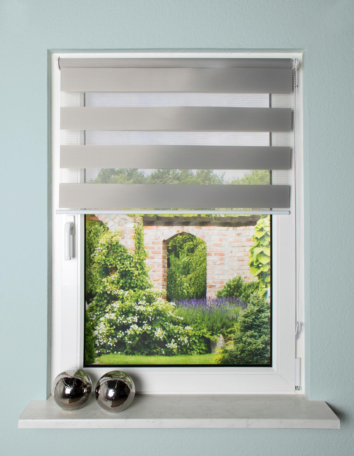 Doppelrollo Grau B: 60 cm - Grau, Design, Textil (60/150cm)