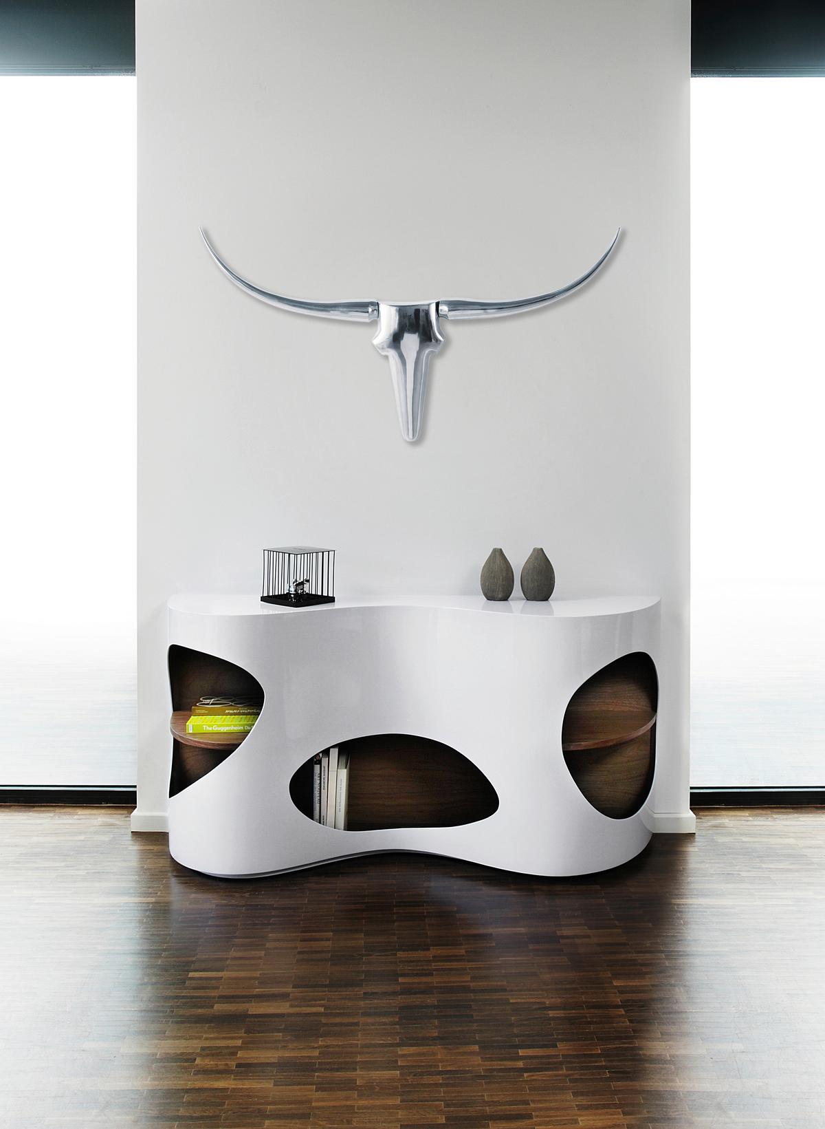 Sideboard Weiß Hg/Walnussfarben B: 150cm - Weiß Hochglanz/Walnussfarben, Design, Holzwerkstoff (150/75/40cm) - Livetastic