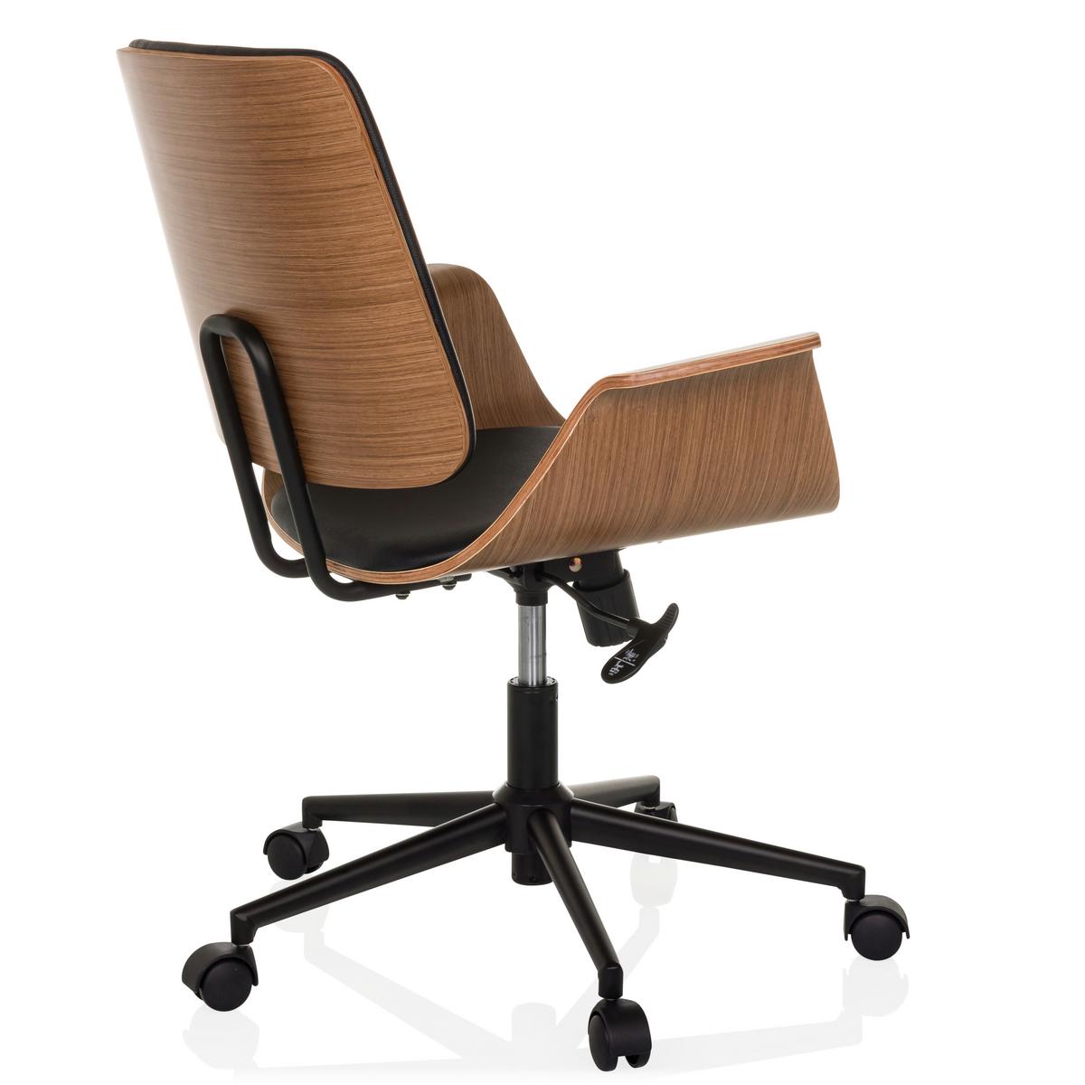 Drehstuhl Schwarz B: 68 Cm - Schwarz/Braun, MODERN, Leder/Holz (68/92/63,5cm) - MID.YOU