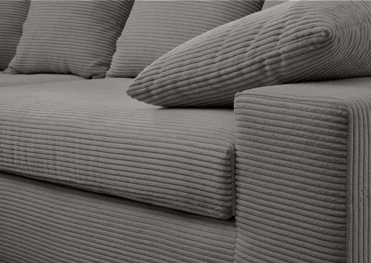 Viersitzer-Sofa Avellino Grau B: 308 cm - Schwarz/Grau, MODERN, Textil (308/80/140cm) - Livetastic