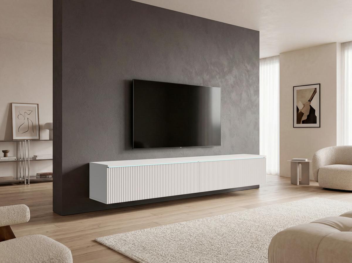 Nízka komoda, biela - sivá/biela, Design, kompozitné drevo/plast (180/30/33cm) - P & B