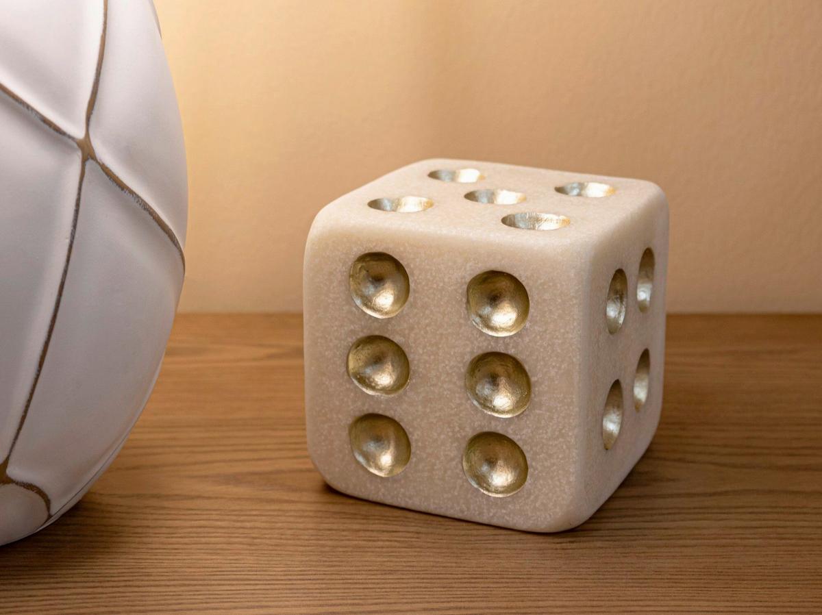 Skulptur Kunststoff, Weiß/gold - Basics, Kunststoff (12/12/12cm)