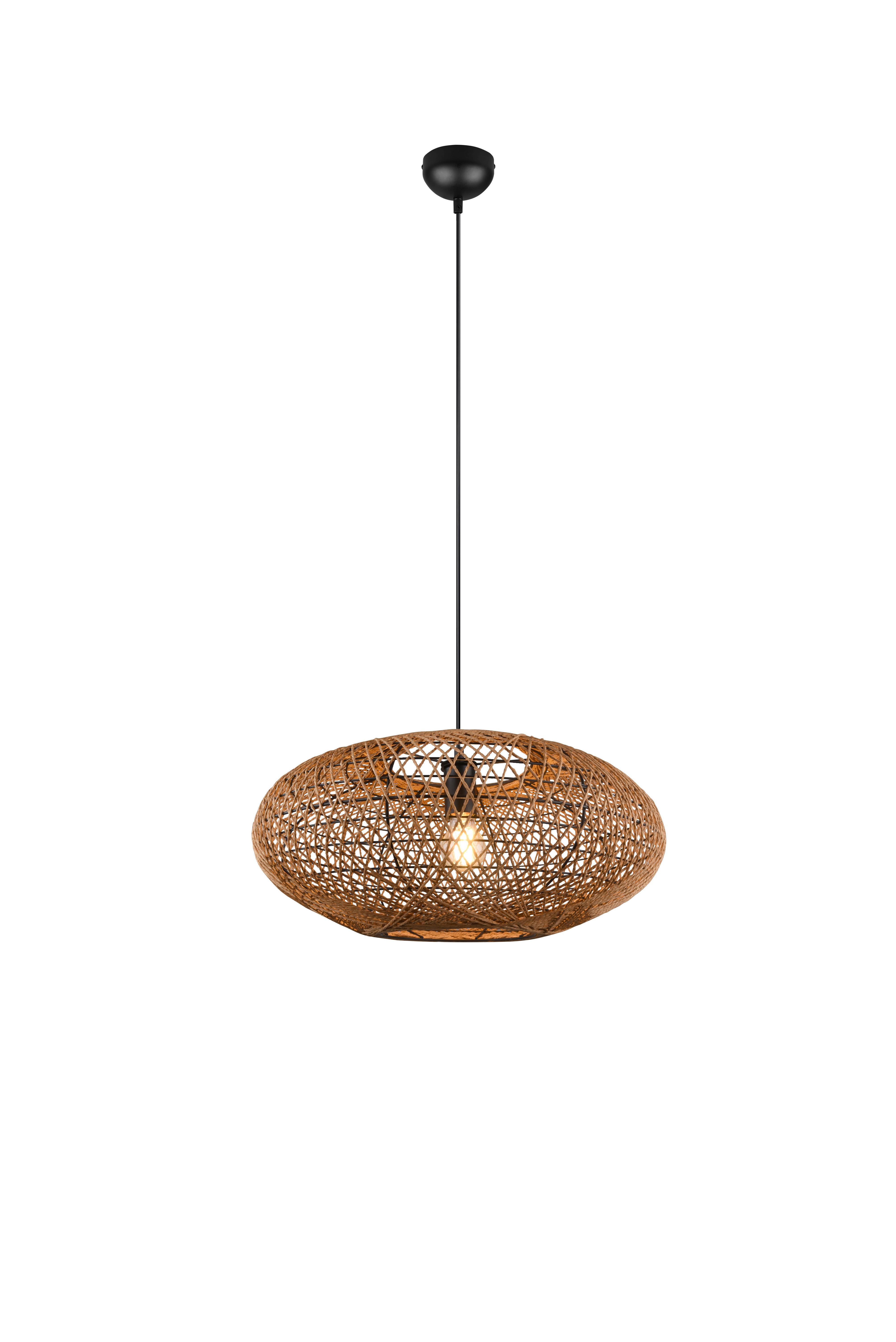 Hängeleuchte 312300136 Hedda - Schwarz/Braun, Natur, Naturmaterialien/Metall (52/150cm) - Trio Leuchten