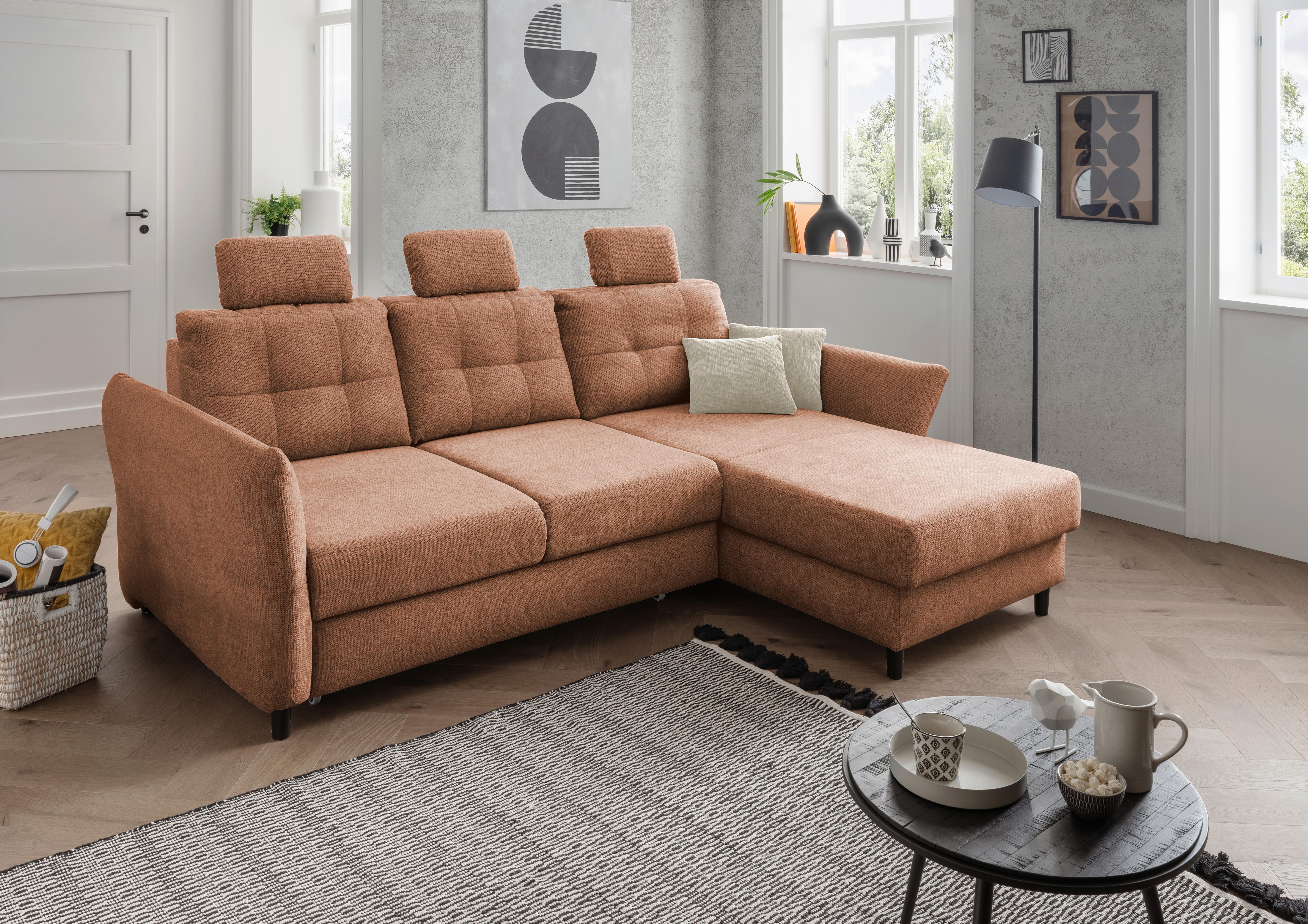 Ecksofa Brizzini Koralle S: 250-280x176 cm - Koralle/Beige, MODERN, Textil (250-280/176cm) - Livetastic