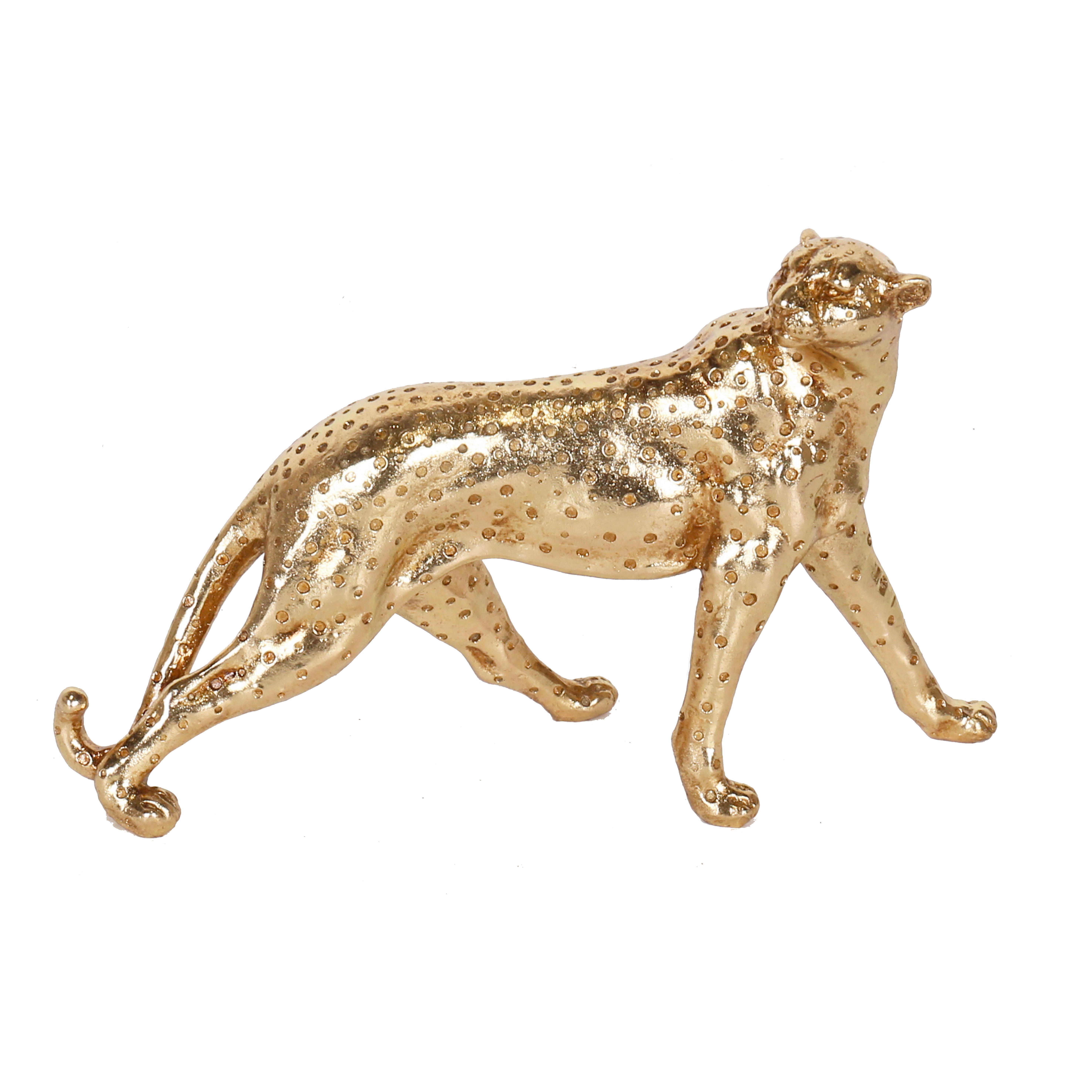 Dekoleopard Jürgen - Goldfarben, KONVENTIONELL, Kunststoff (27,5/9/17,5cm) - Luca Bessoni