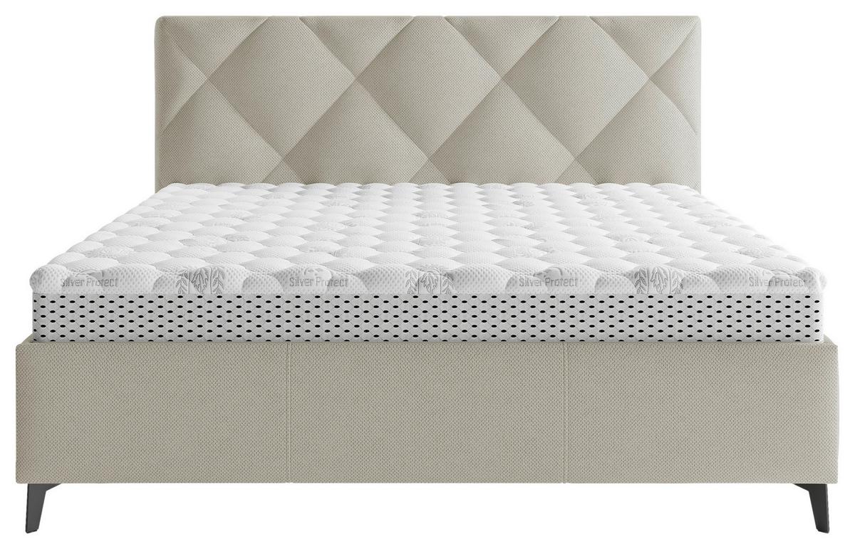 Čalúnená posteľ BIANCO 180x200, sivohnedá - sivohnedá/čierna, Modern, kov/drevo (180/200cm)
