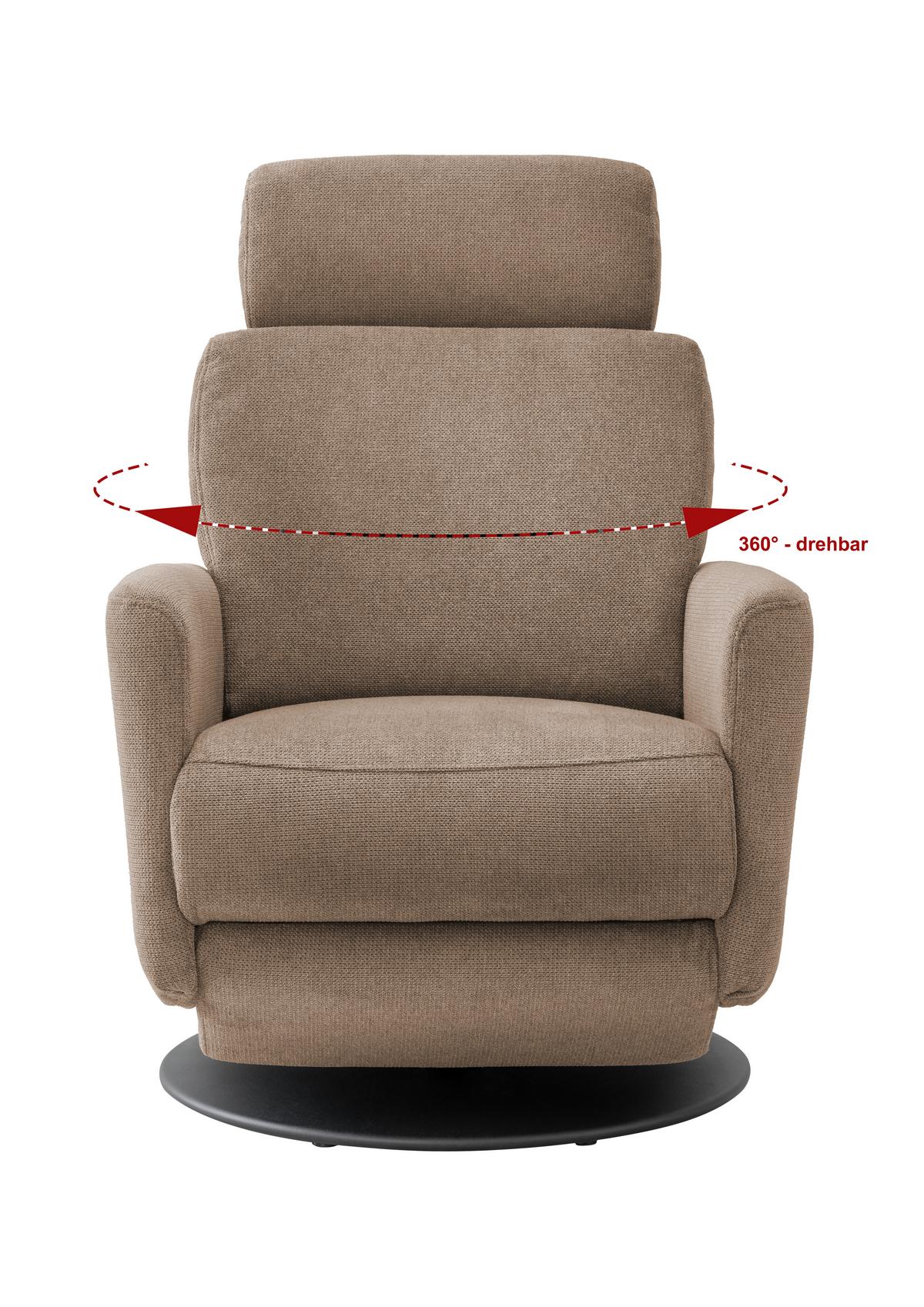 Relaxsessel Centrale T: 87-154 Cm, Hellbraun - Hellbraun/Schwarz, MODERN, Textil (77/105/87-154cm) - Livetastic