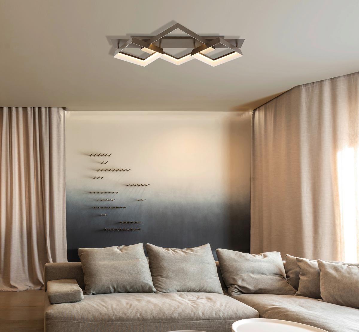 LED-Deckenleuchte 3000k, 24w - Braun/Weiß, Design, Kunststoff/Metall (85/49,5/12cm) - Globo