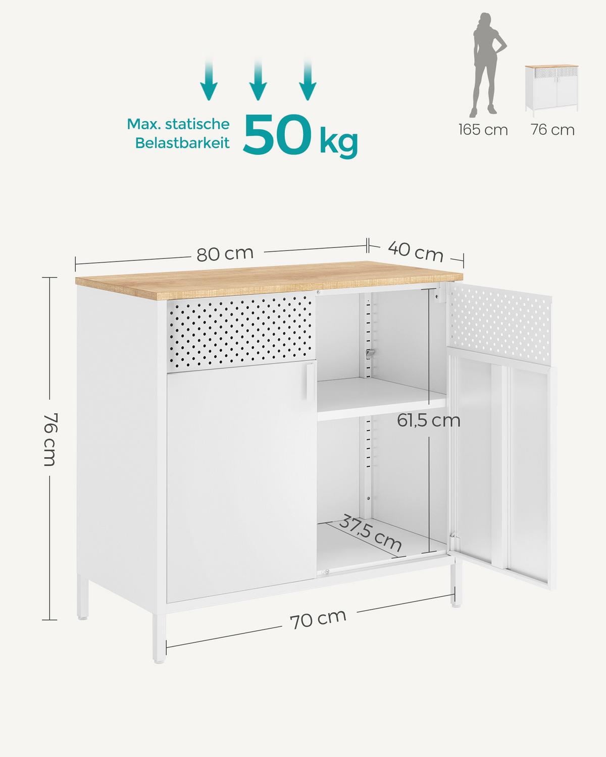 KOMODA BÉŽOVÁ/BIELA - biela/béžová, Trend, kov/kompozitné drevo (80/76/40cm) - Boxxx