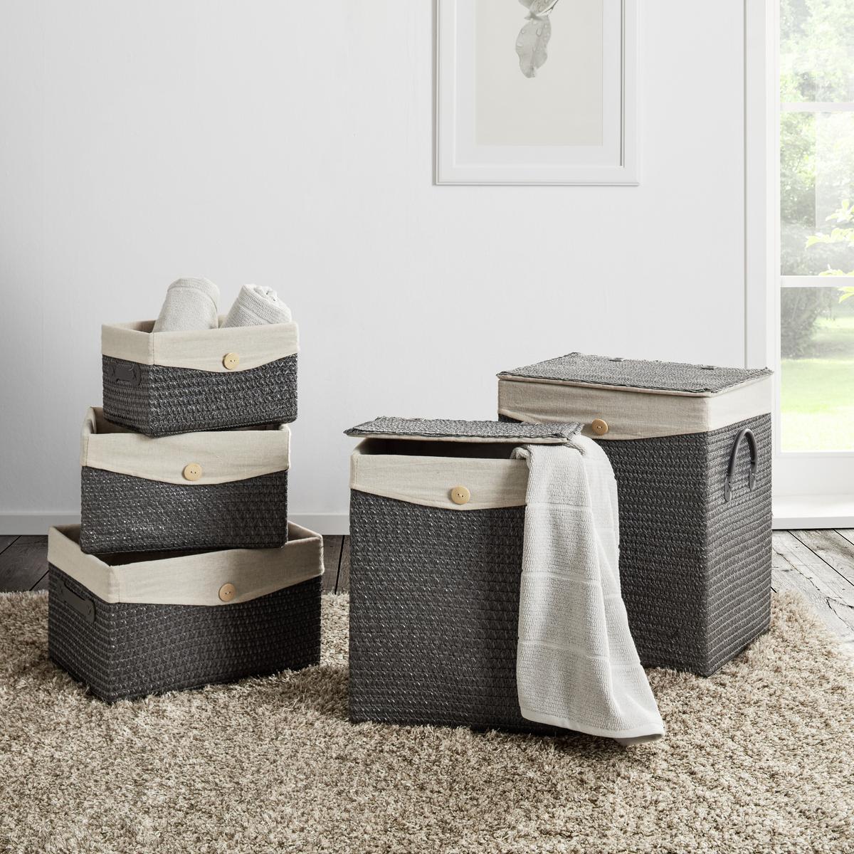 KOŠ DENISE - šedá, Romantický / Rustikální, textil/plast (29/17/21cm) - Mömax