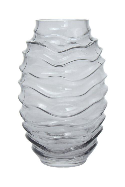 Vase Sidney Bauchig Glas Grau H: 25,5 Cm - Grau, Design, Glas (16/25,5/16cm) - Kayoom