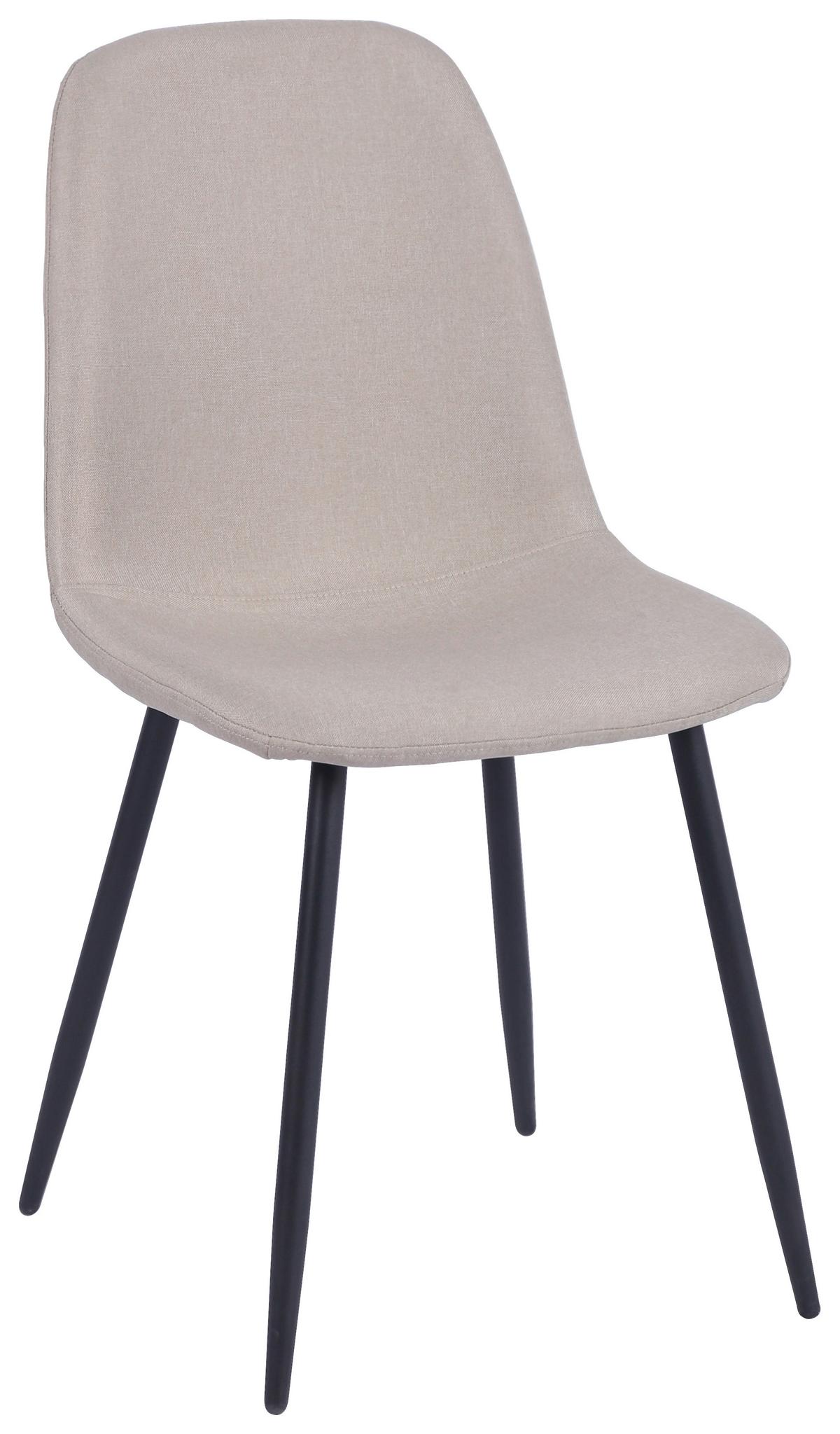 Vierfußstuhl Mona Leinenoptik Beige - Beige/Schwarz, MODERN, Holz/Textil (44/87/56cm)