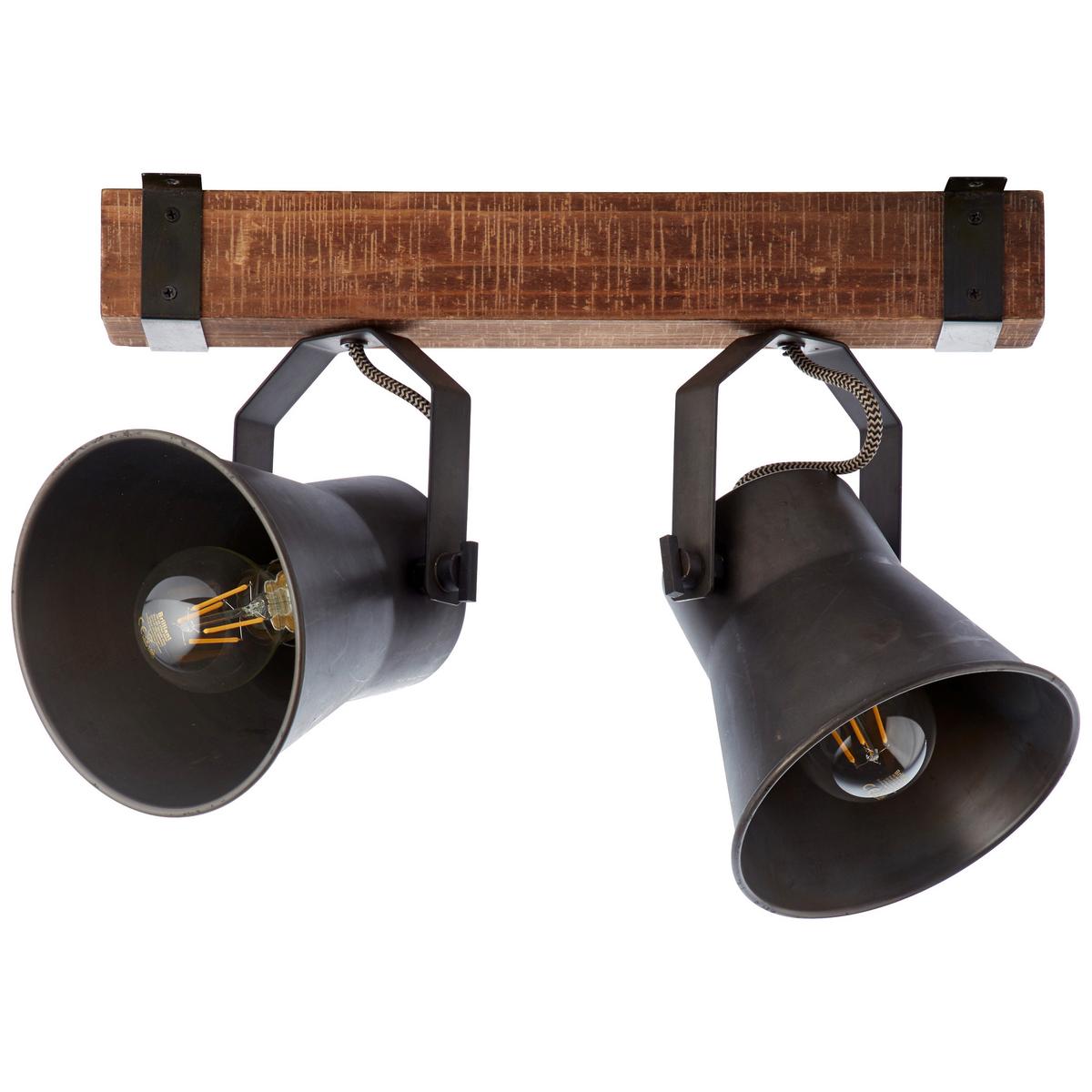 Strahler Plow 2-flammig Drehbar, Schwenkbar L: 40 Cm - Schwarz, Design, Holz/Metall (40/24cm) - Brilliant