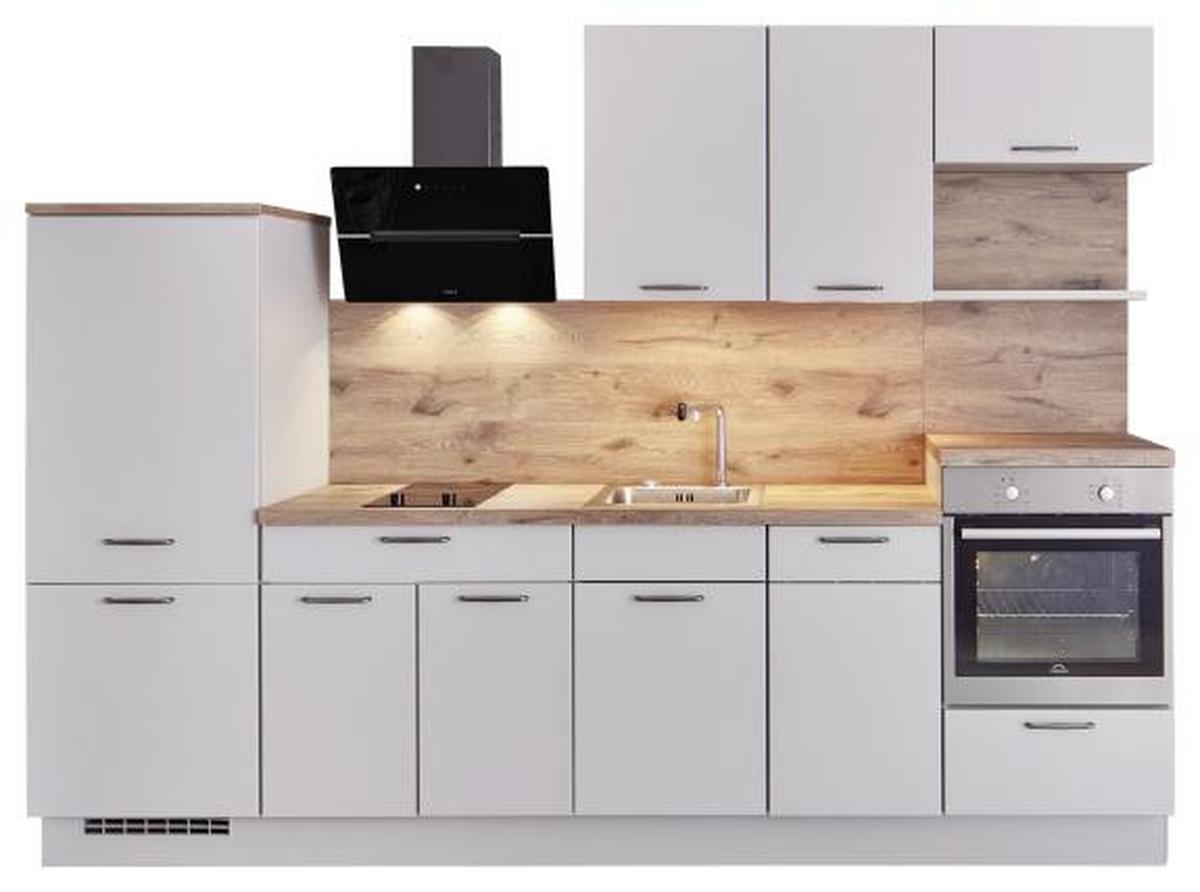 Küchenzeile Fontana Ohne Geräte 295 Cm Steingrau - Eichefarben/Grau, MODERN, Holzwerkstoff (295cm)