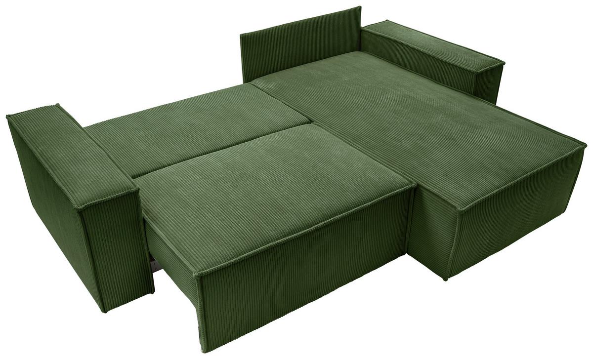 Eckschlafsofa Perllo - Dunkelgrün/Schwarz, KONVENTIONELL, Holz/Textil (251/170cm) - MID.YOU