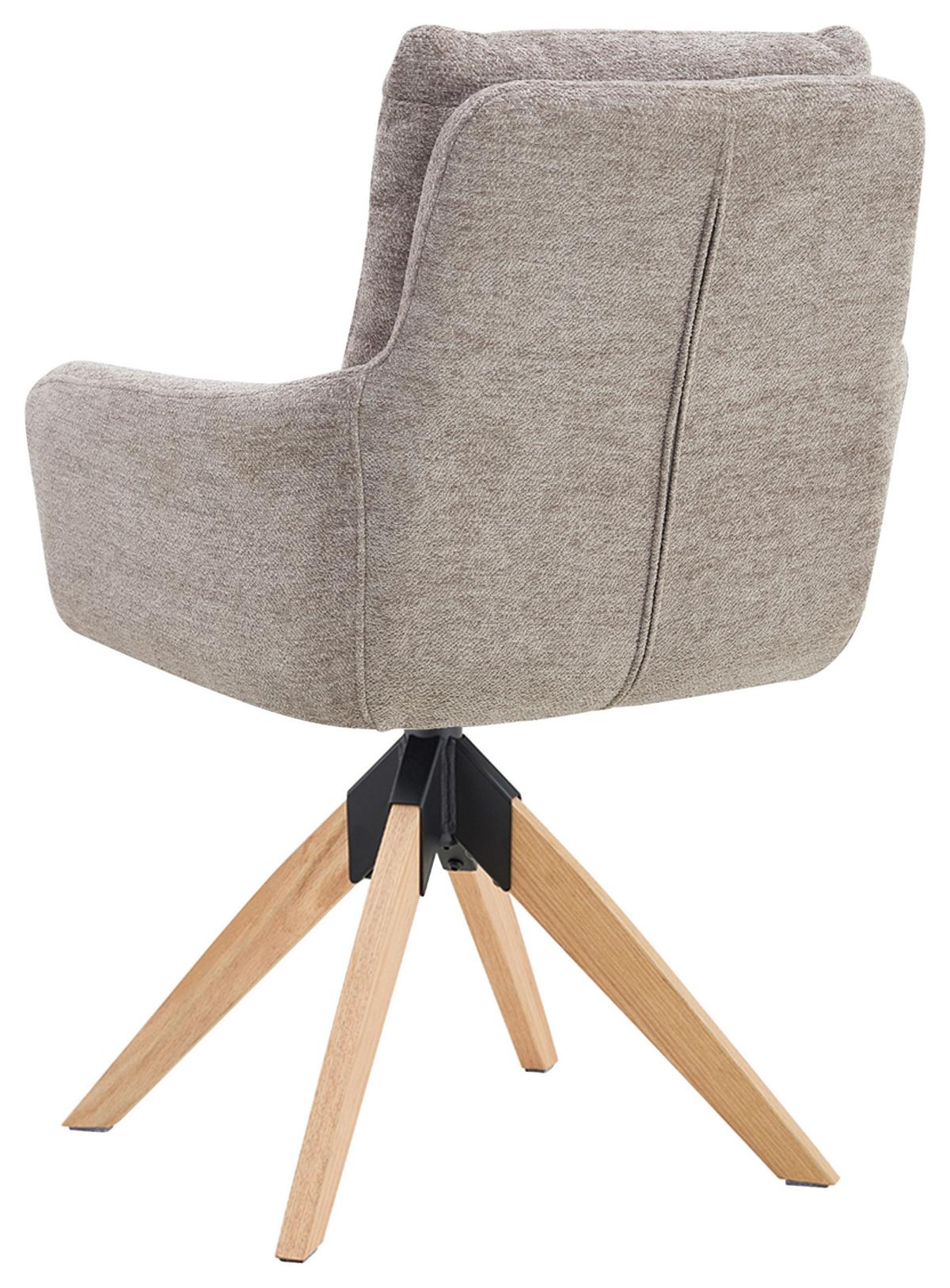 Armlehnstuhl Malik Webstoff taupe gepolstert - Taupe/Naturfarben, KONVENTIONELL, Holz/Textil (59/92/63cm) - Livetastic
