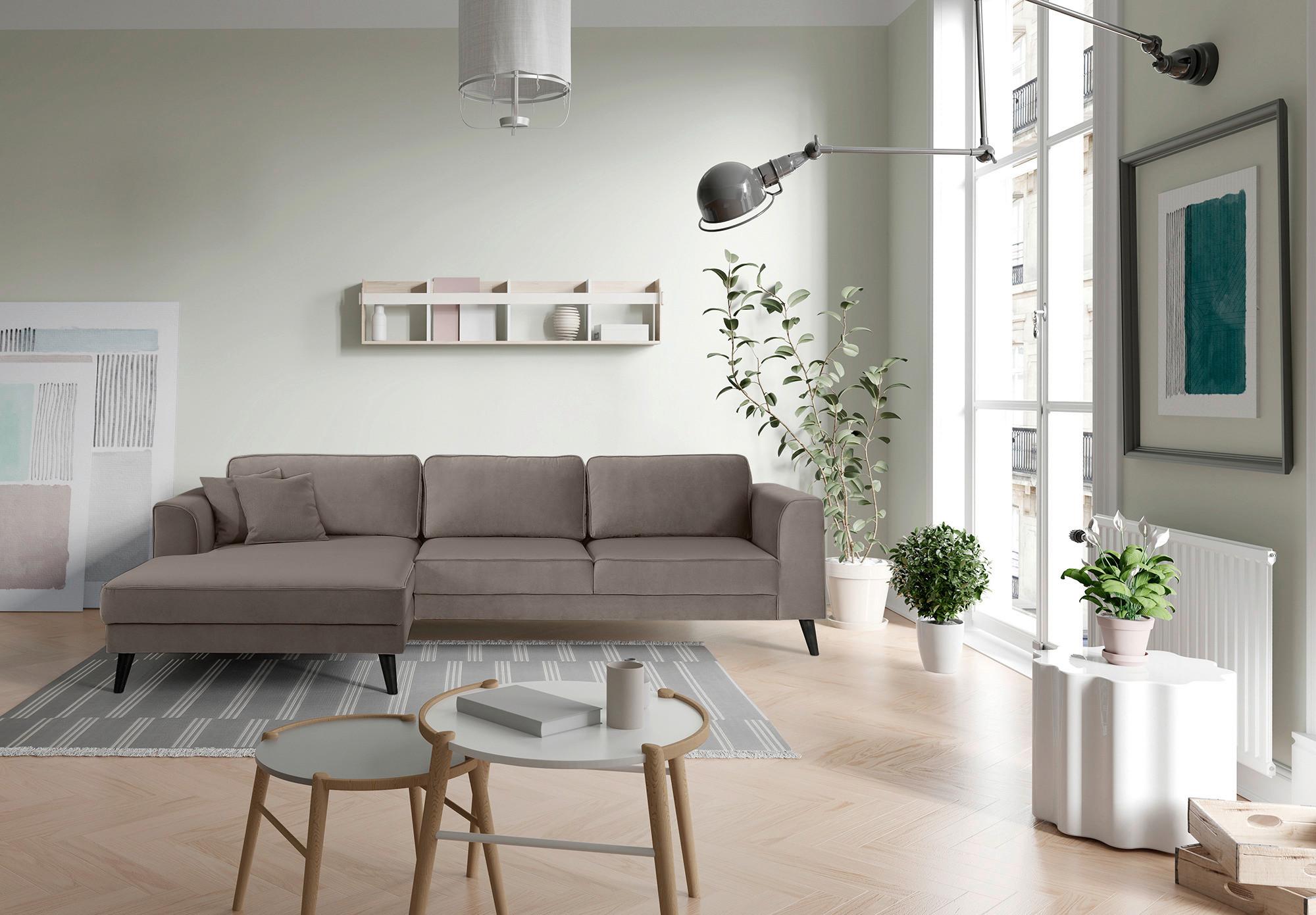 Ecksofa Mit Schlaffunktion Lumber Jack Taupe - Taupe/Wengefarben, MODERN, Textil (277/167cm) - Trendmanufaktur