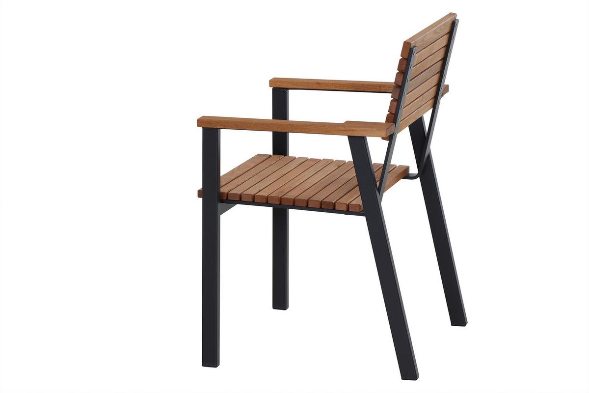 Gartensessel Stapelbar Aluminium, Robinieholz - Anthrazit/Robinienfarben, KONVENTIONELL, Holz/Metall (60/83/58,5cm) - Siena Garden