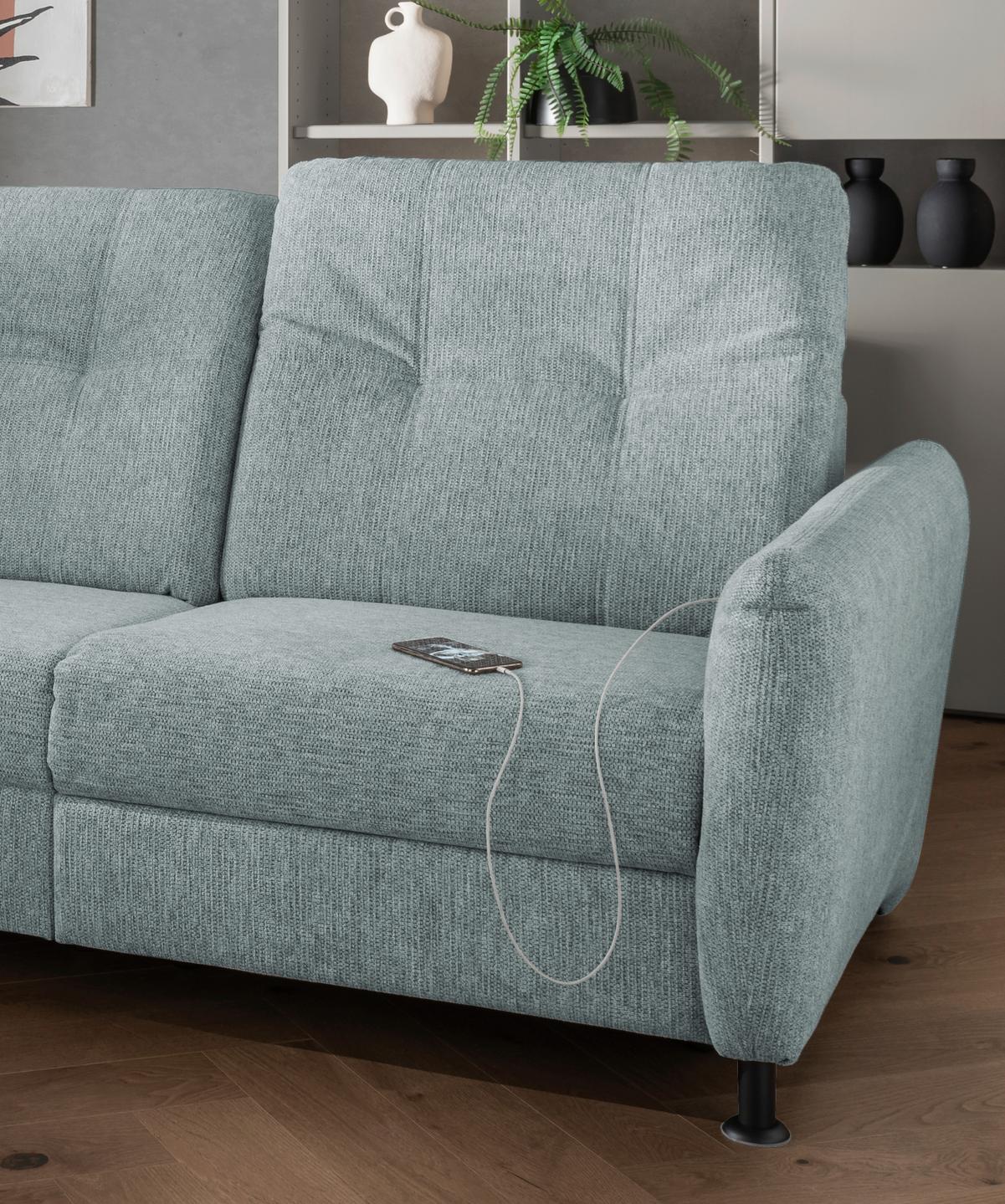 Ecksofa Minori Chenille Blau, S: 198x270 Cm - Blau/Schwarz, MODERN, Textil (198/270cm) - Livetastic