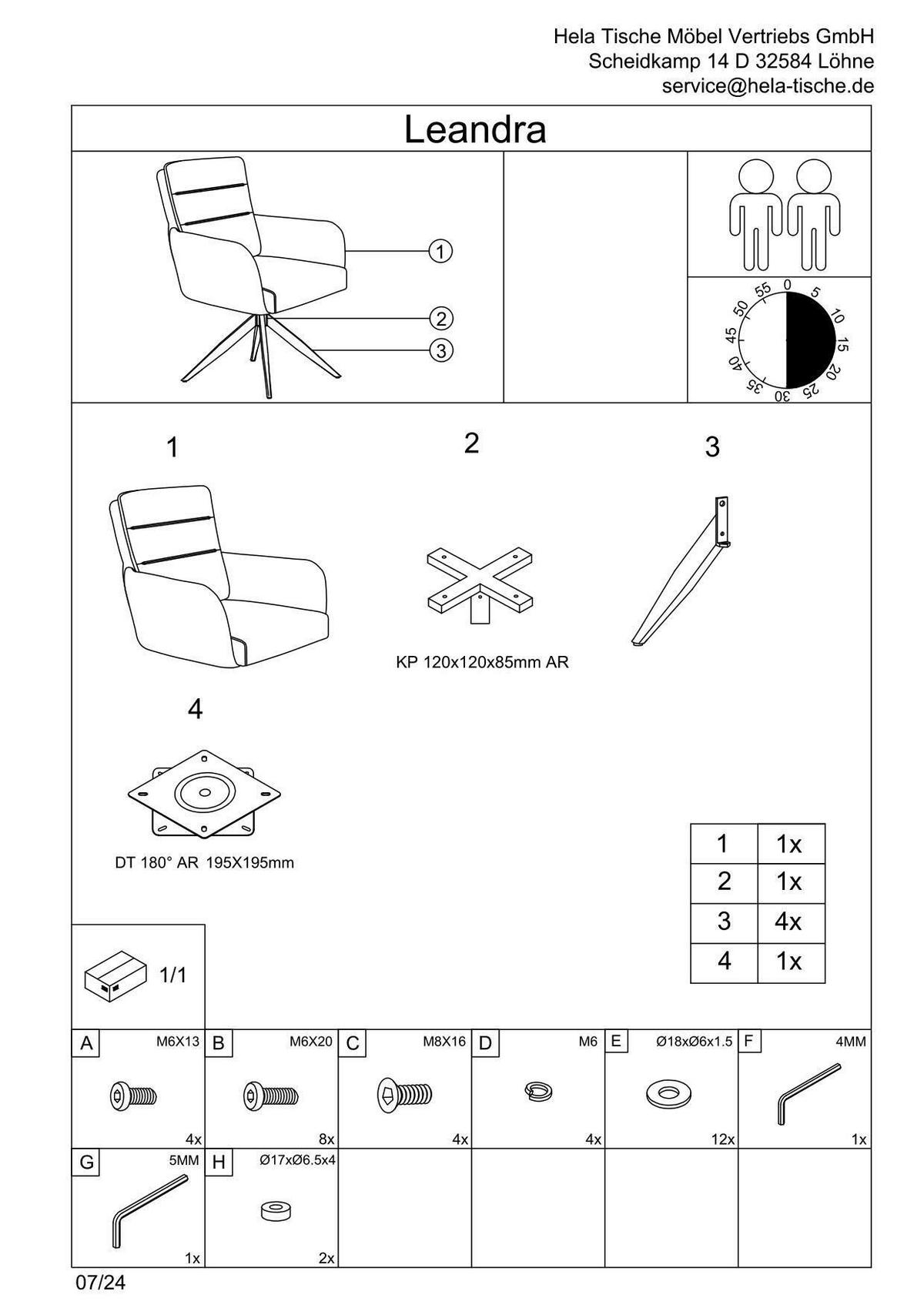 Armlehnstuhl-set Leandra S 2er-Set - Anthrazit/Schwarz, MODERN, Textil/Metall (63/92/69cm) - MID.YOU