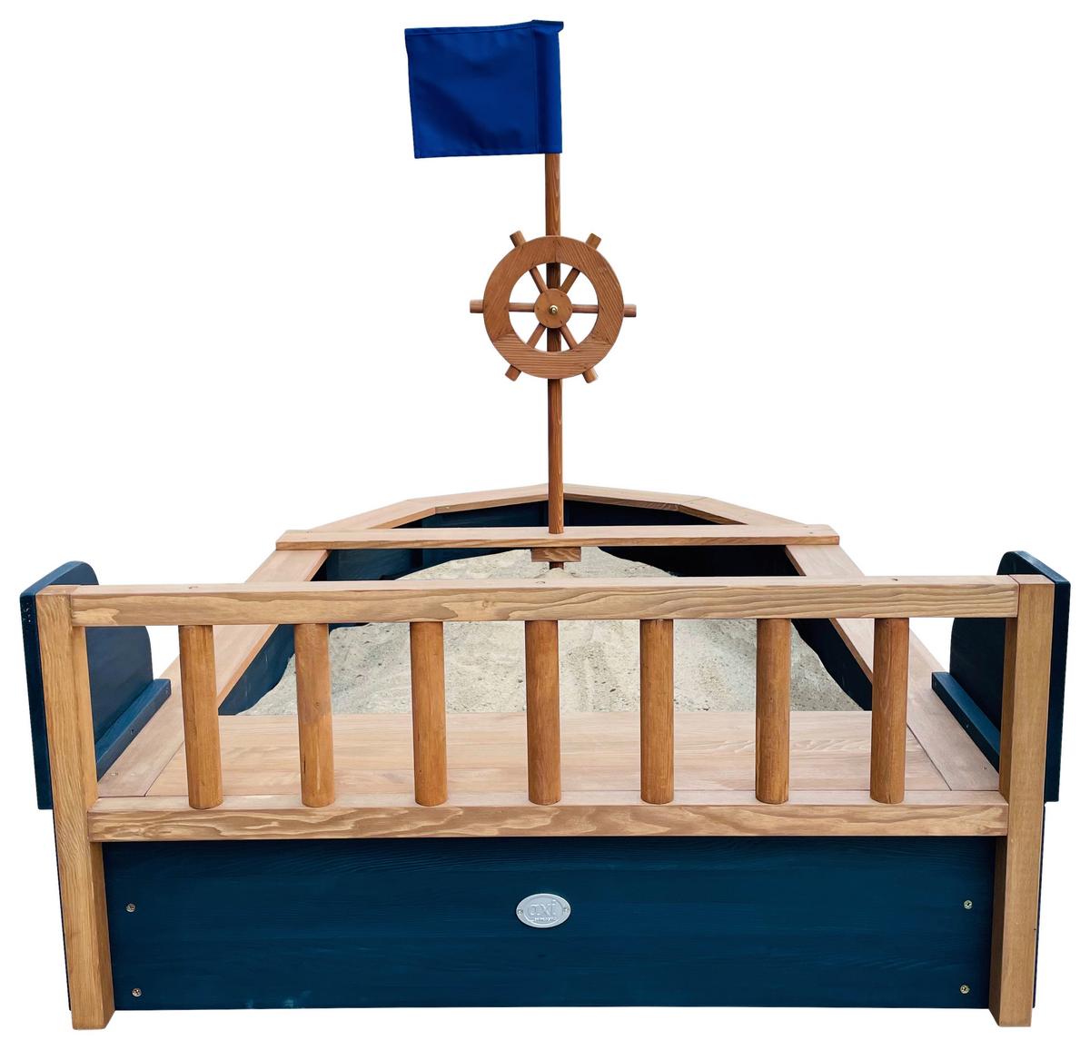 Sandkasten A031.045.00 - Anthrazit/Braun, KONVENTIONELL, Holz (153/100/90cm) - Ambia Garden
