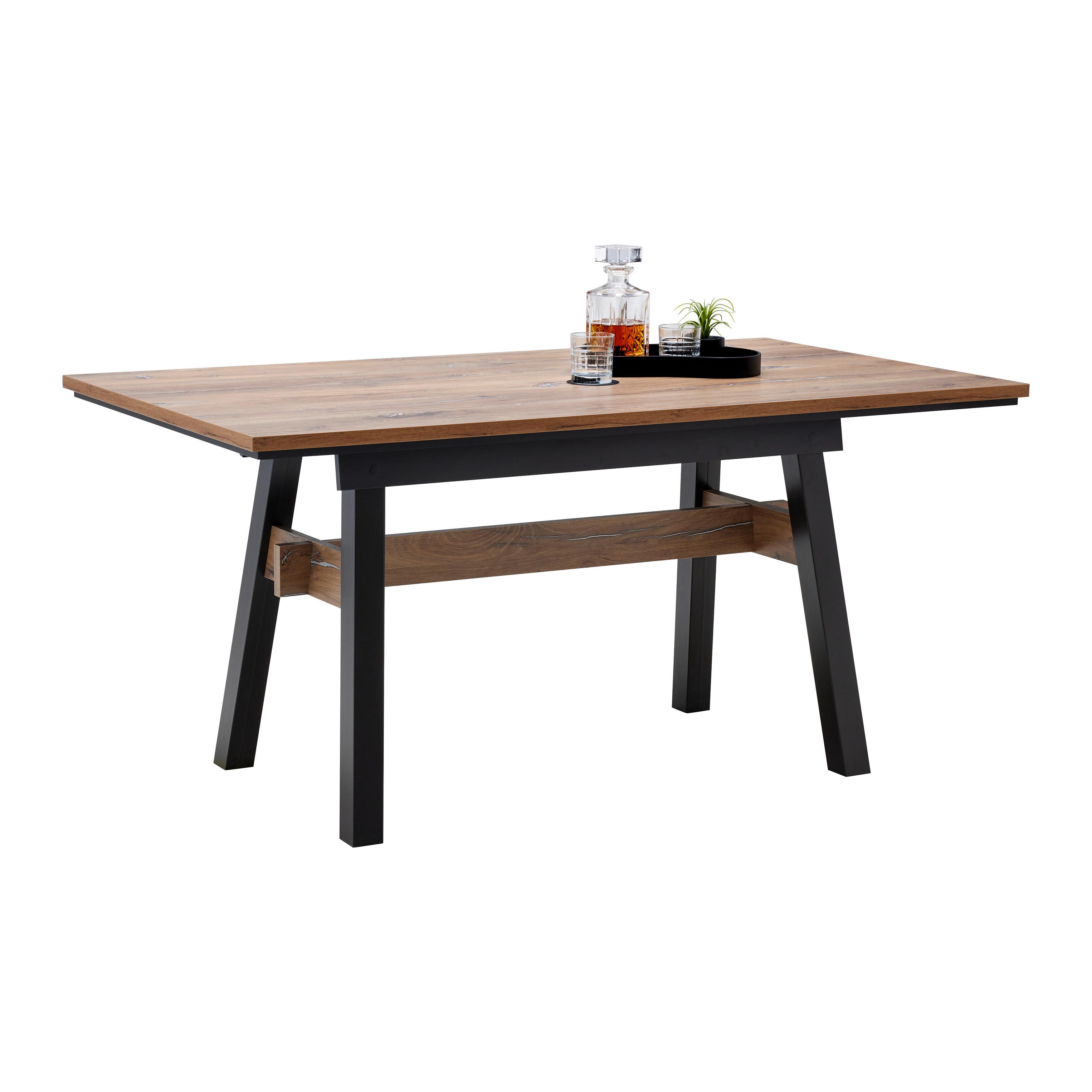 Jedálenský stôl Portofino, doska: imitácia dub Evoke, - antracitová, Basics, kompozitné drevo (160/90/76cm) - Mömax